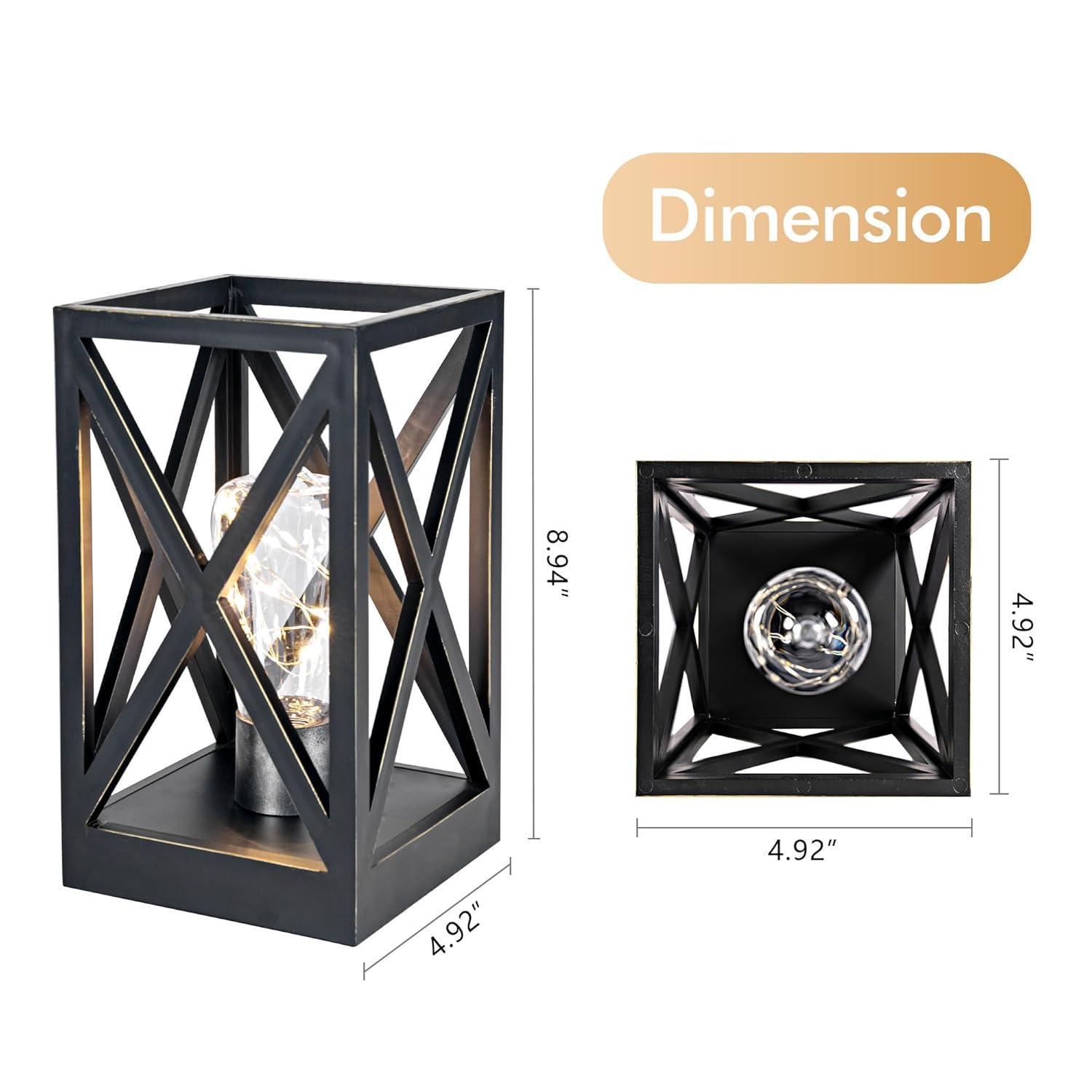 WINGBO 2 Pack Retro Battery Powered Table Lamps, Battery Operated Cordless Lamp Set, Portable Nightlight Decorative Light for Living Room Dining Room Bedroom Entryway Patio, Black & Gold Finish