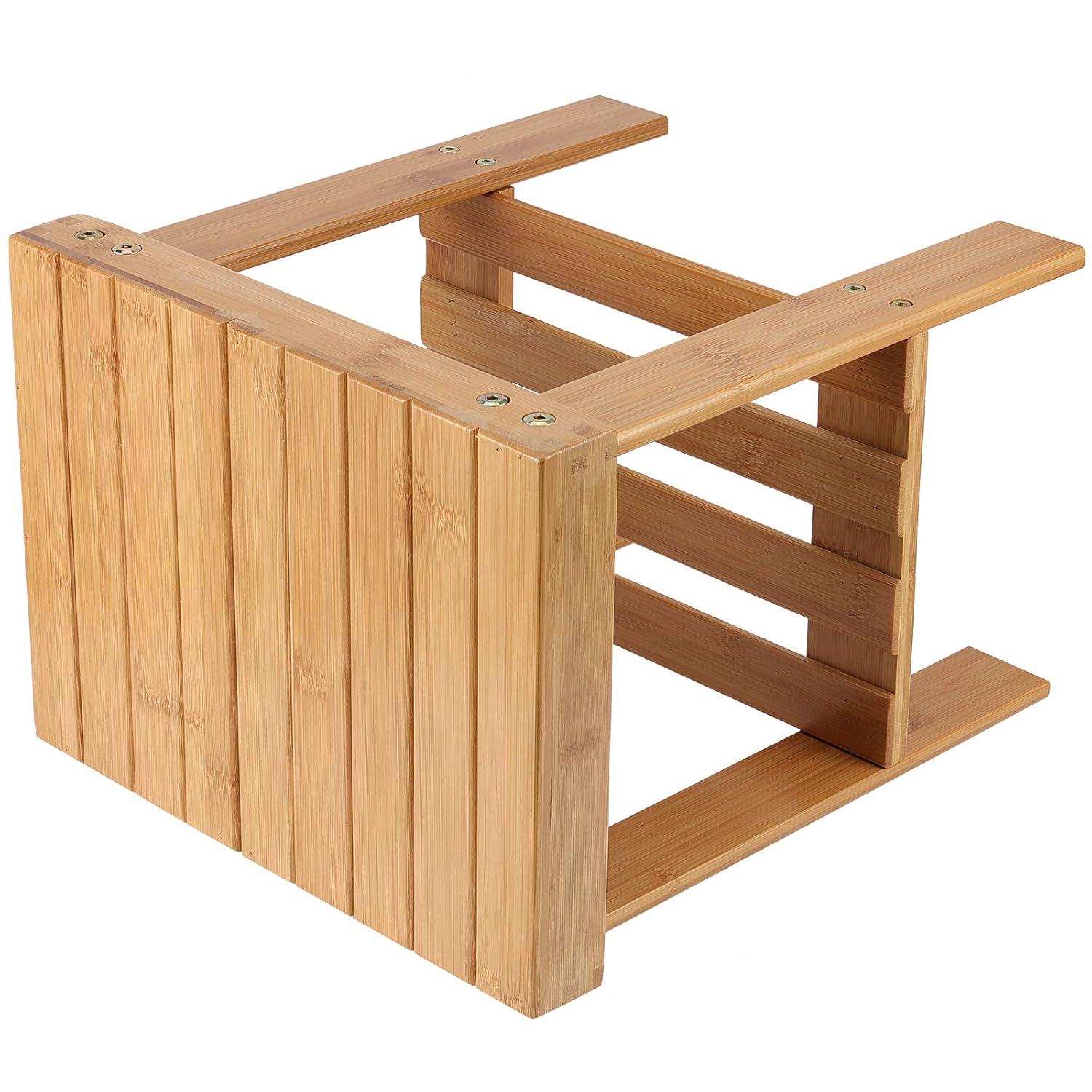 2 Pack Bamboo Step Stool, Bamboo Shower Bench, Bamboo Foot Stool, Bamboo Seat Stool for Home, Garden, Living Room, Kitchen, Bathroom, Bedroom