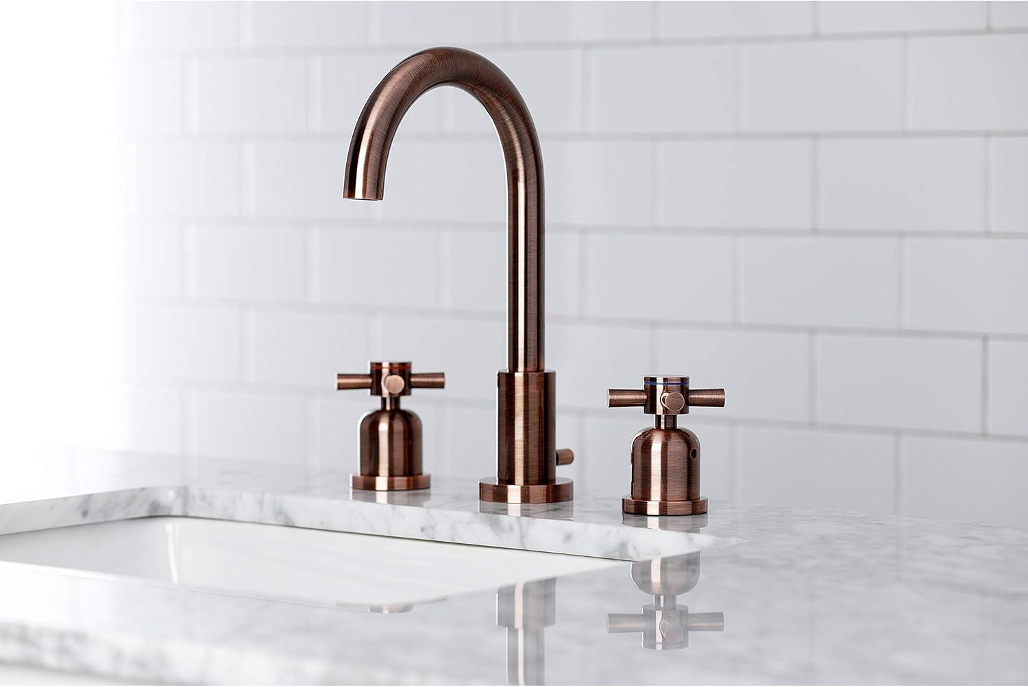 Kingston Brass Concord Two-Handle 3-Hole Deck Mount Widespread Bathroom Faucet with Brass Pop-Up Drain