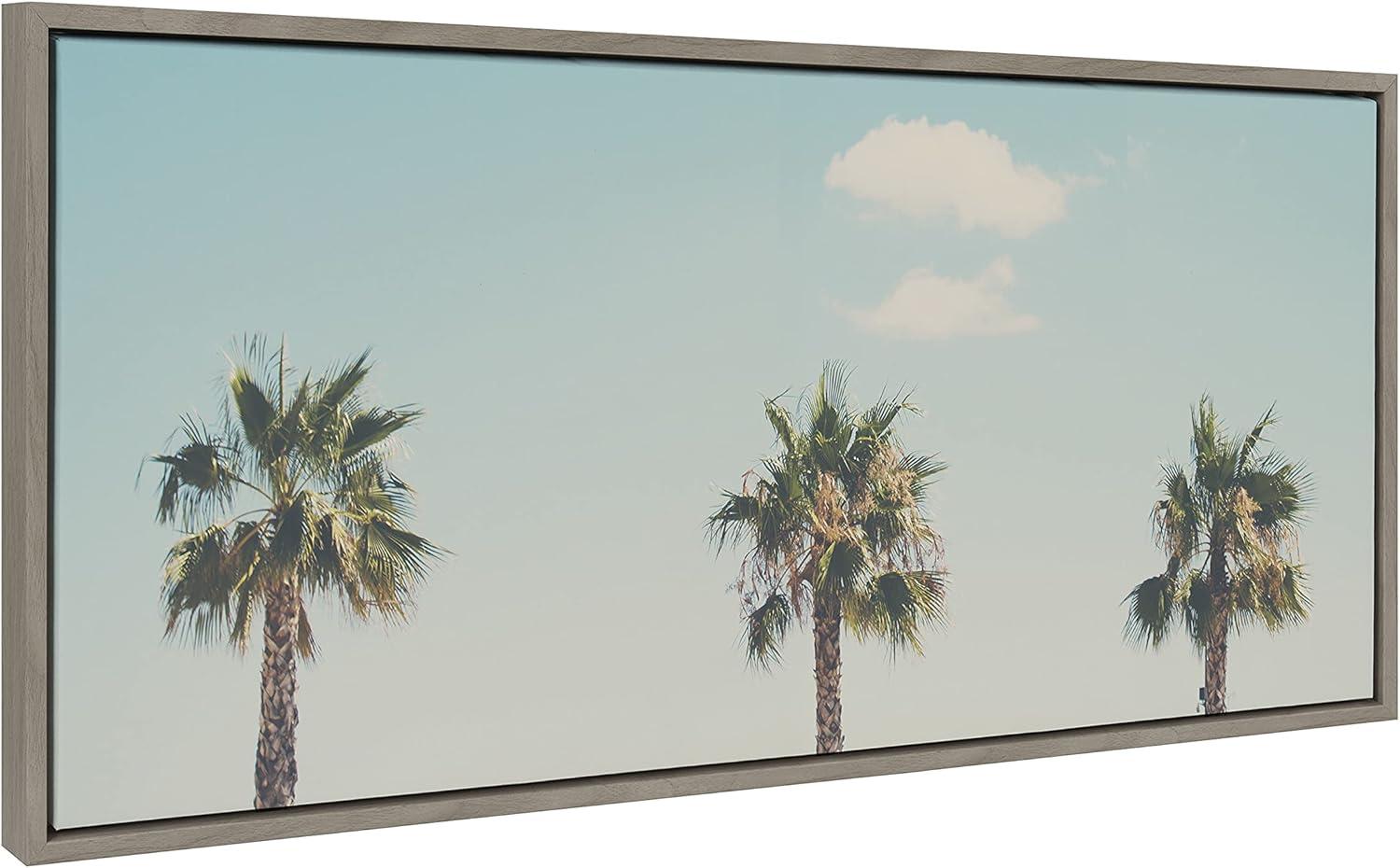 18" x 40" Sylvie A Trio of Palm Trees by Laura Evans: Modern Nautical Decor, Framed Canvas - Kate & Laurel All Things Decor