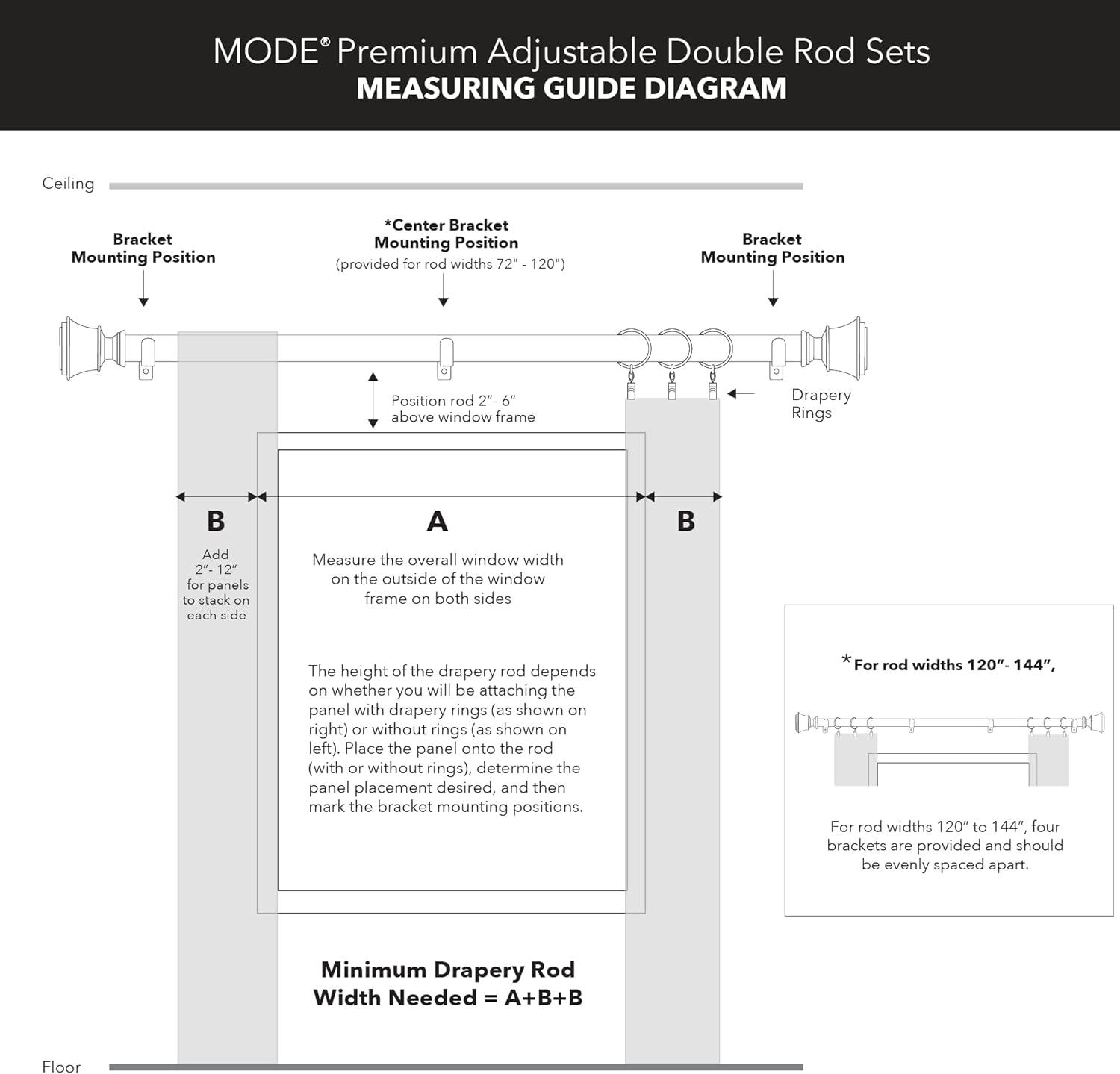 MODE Premium - Double Steel Adjustable Double Curtain Rod