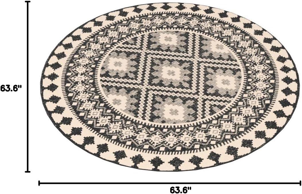 Veranda VER099 Power Loomed Indoor/Outdoor Area Rug - Ivory/Grey - 5'3" round - Safavieh.
