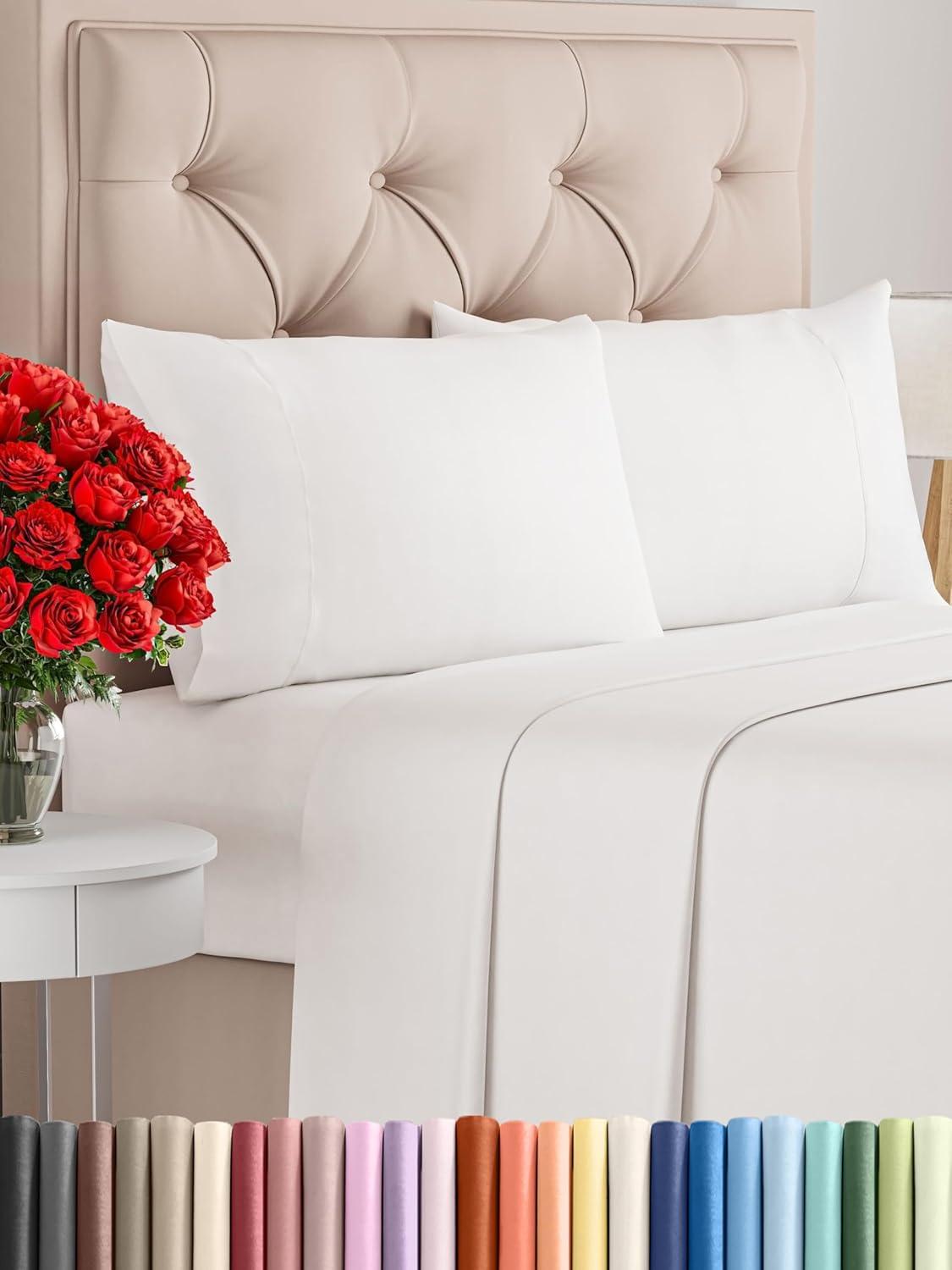 CGK Linens 4 Piece Microfiber Sheet Set in White, Size Twin