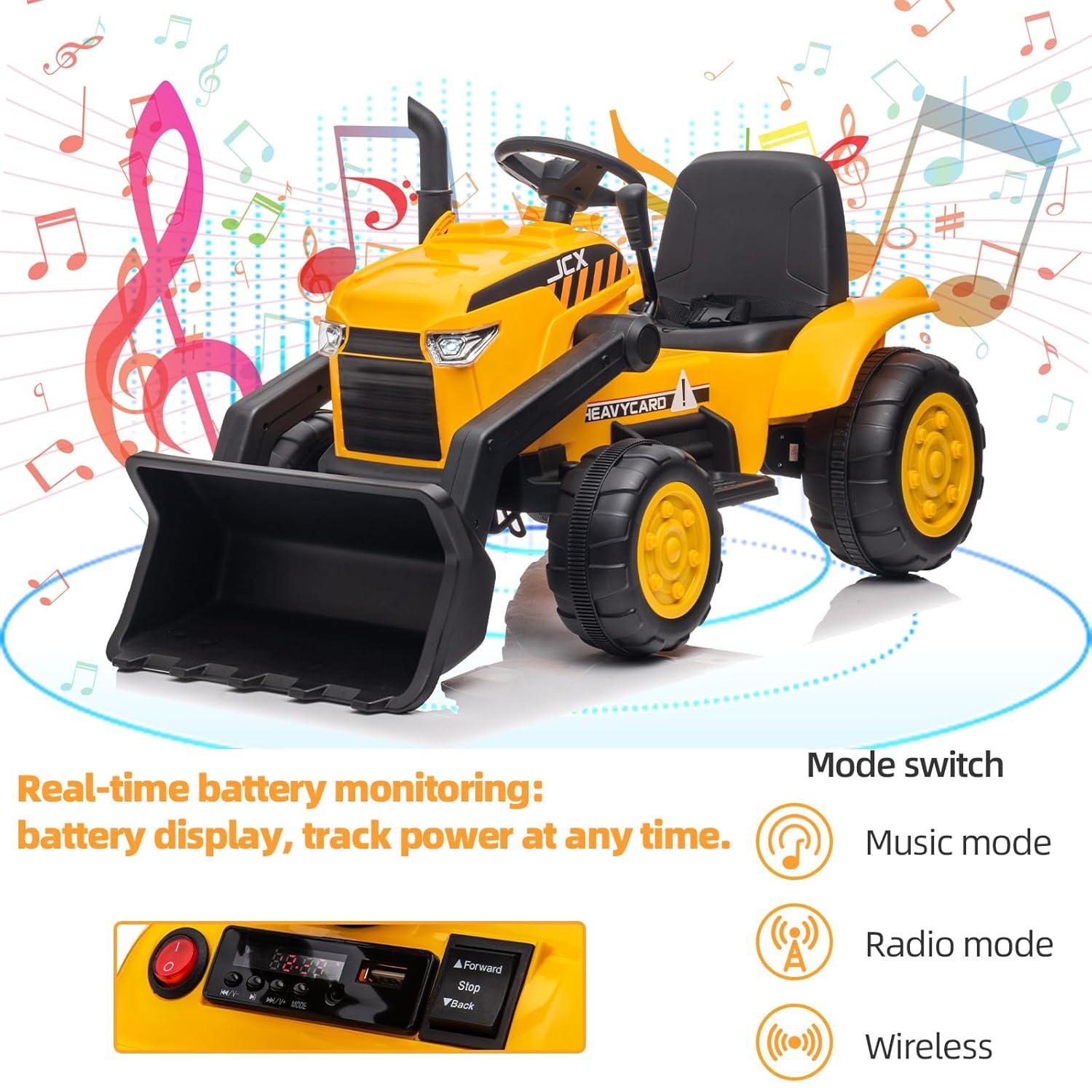 Infans 12V Kids Ride On Excavator Digger Electric Bulldozer Tractor RC w/ Light & Music
