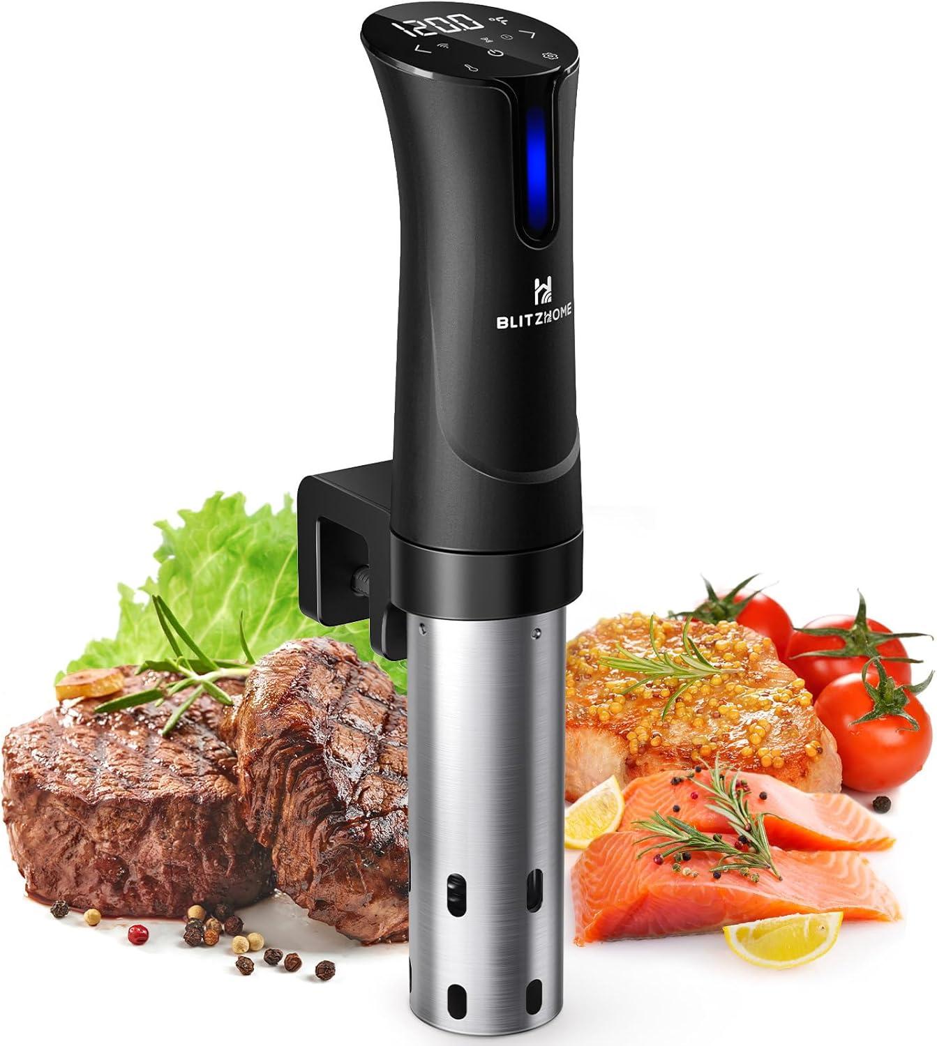 BlitzHome 1100W Sous Vide Cooker with Temperature Setting, Timer, Breath Light Reminder Function