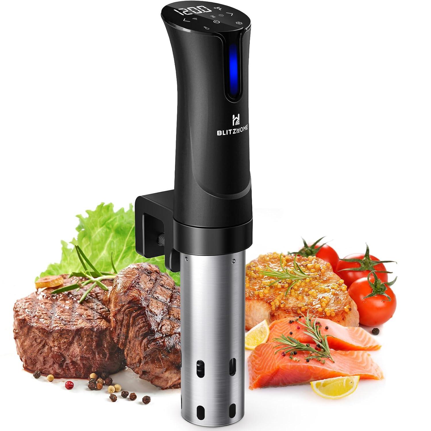 BlitzHome 1100W Sous Vide Cooker with Temperature Setting, Timer, Breath Light Reminder Function
