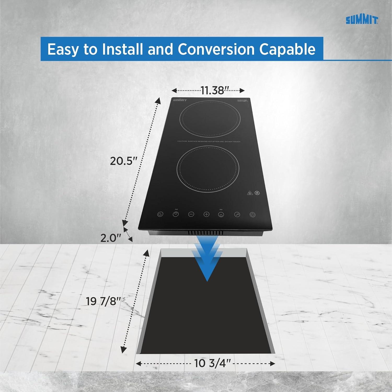 Black Ceramic Glass 2 Burner Electric Cooktop with Touch Control