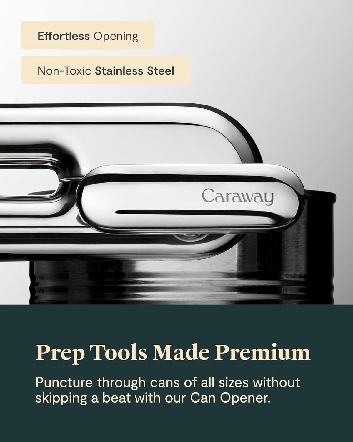 Caraway Home Stainless Steel Can Opener: Manual Silver Freestanding, Hand Wash, 1 Year Warranty, 7.1" Height