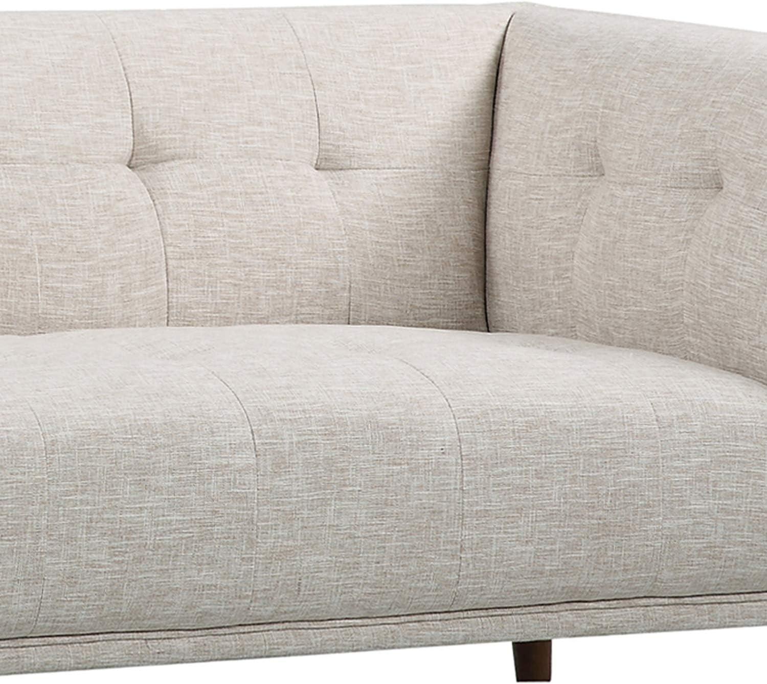 Hudson Gray Loveseat Button-Tufted Linen and Walnut Legs