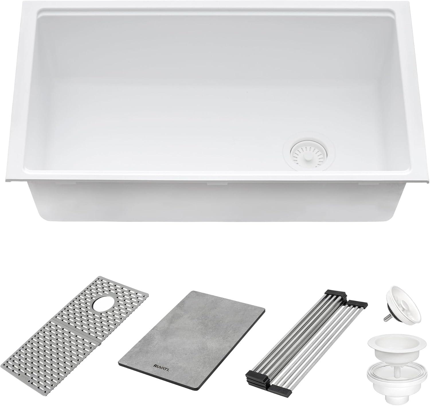 Ruvati 33-inch Undermount Workstation Granite Composite Kitchen Sink