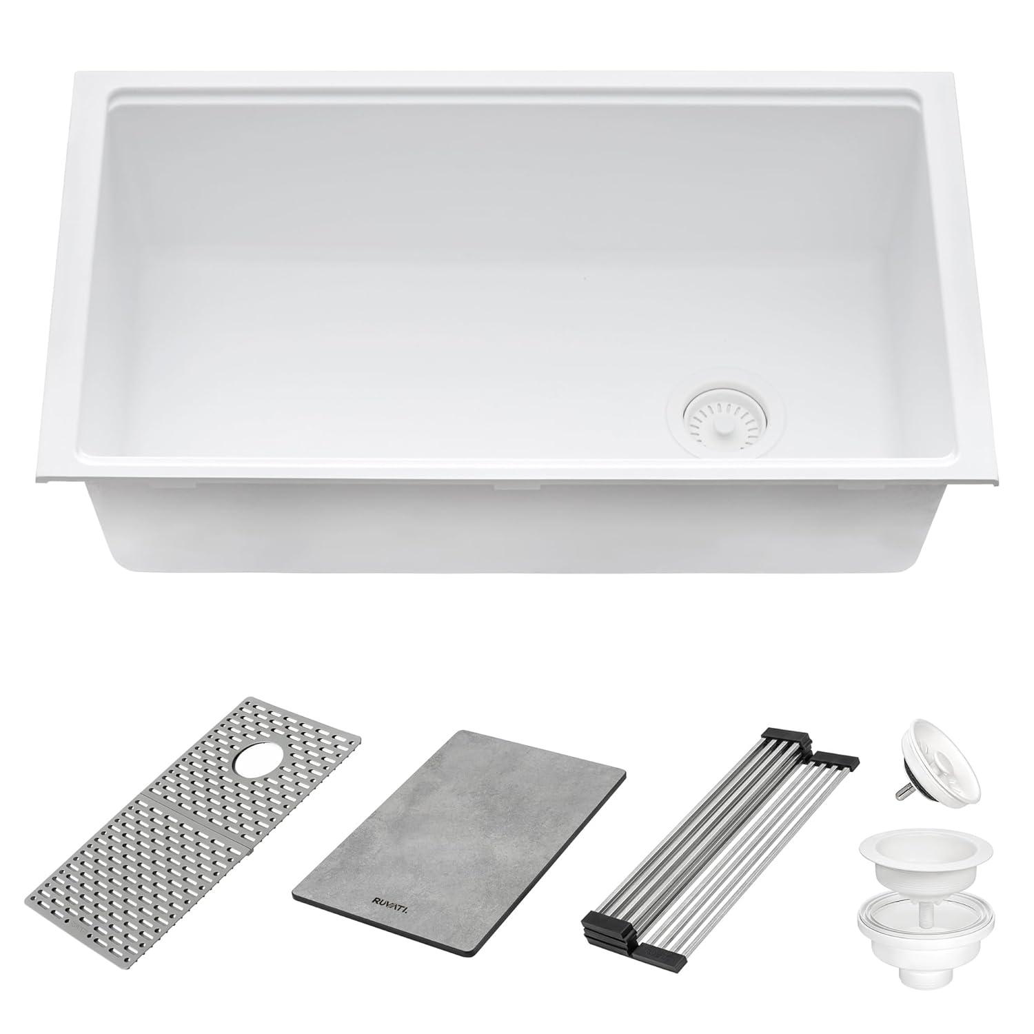 Ruvati 33-inch Undermount Workstation Granite Composite Kitchen Sink