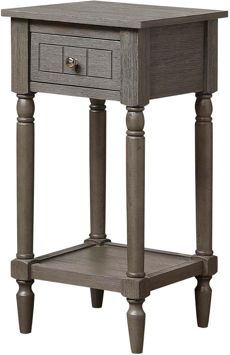 French Country Khloe 1 Drawer Accent Table with Shelf, Wirebrush Dark Gray
