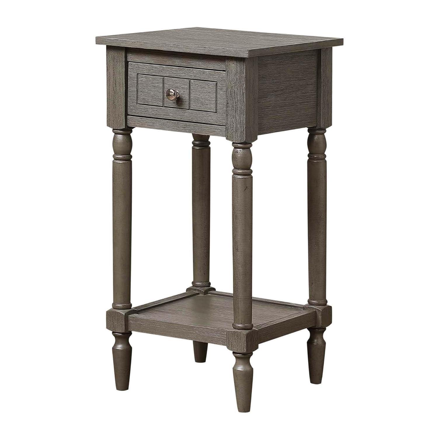 Convenience Concepts French Country Khloe 1 Drawer Accent Table with Shelf, Wirebrush Dark Gray