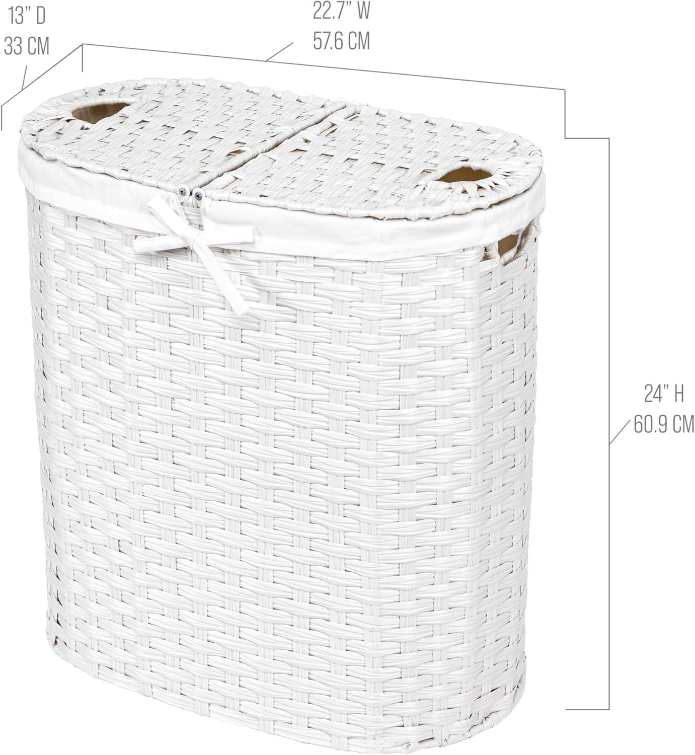 Handwoven Double Lidded Oval Hamper Sorter