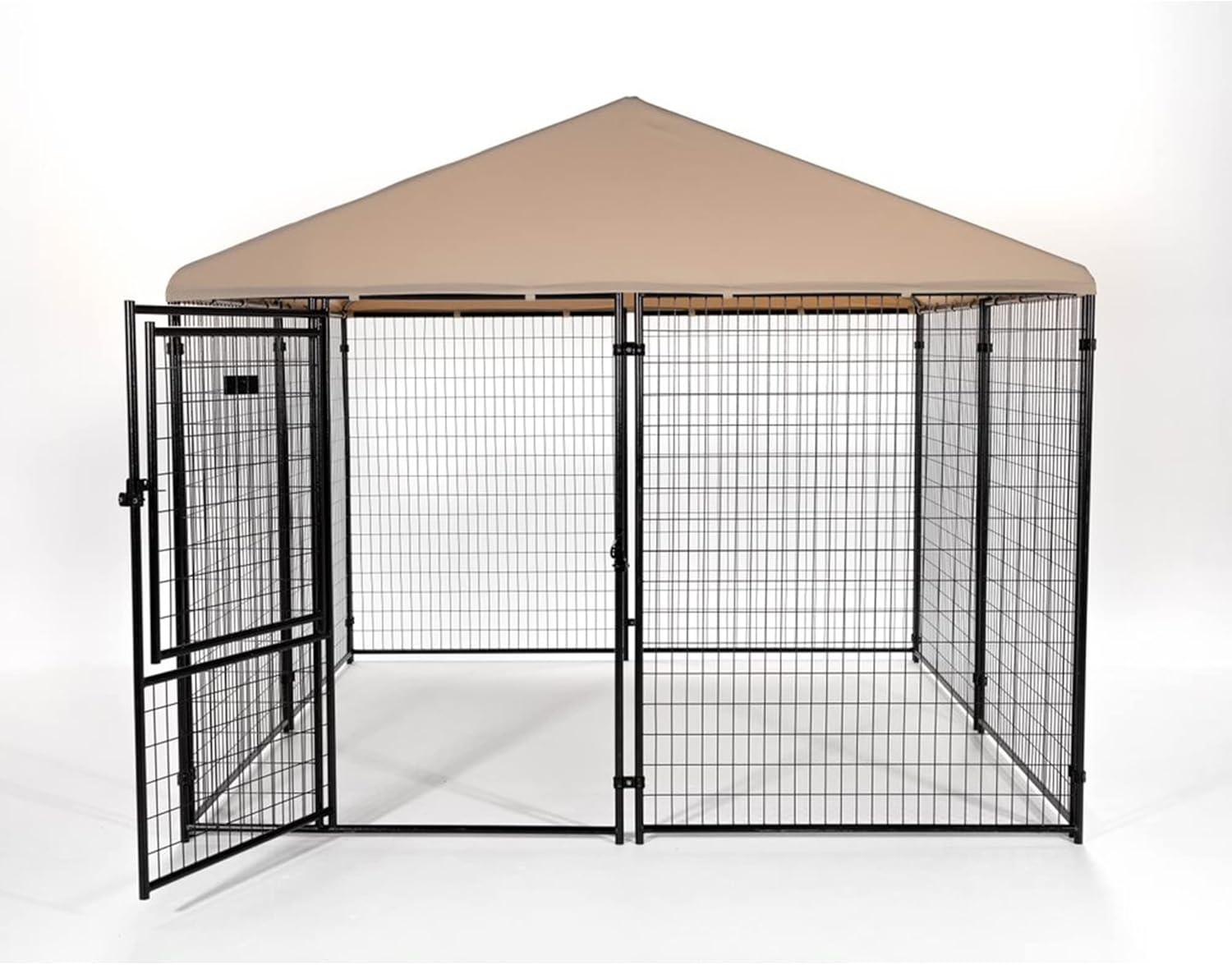 Lucky Dog STAY Series Presidential 10 x 10 x 6 Ft Roofed Dog Kennel, Khaki