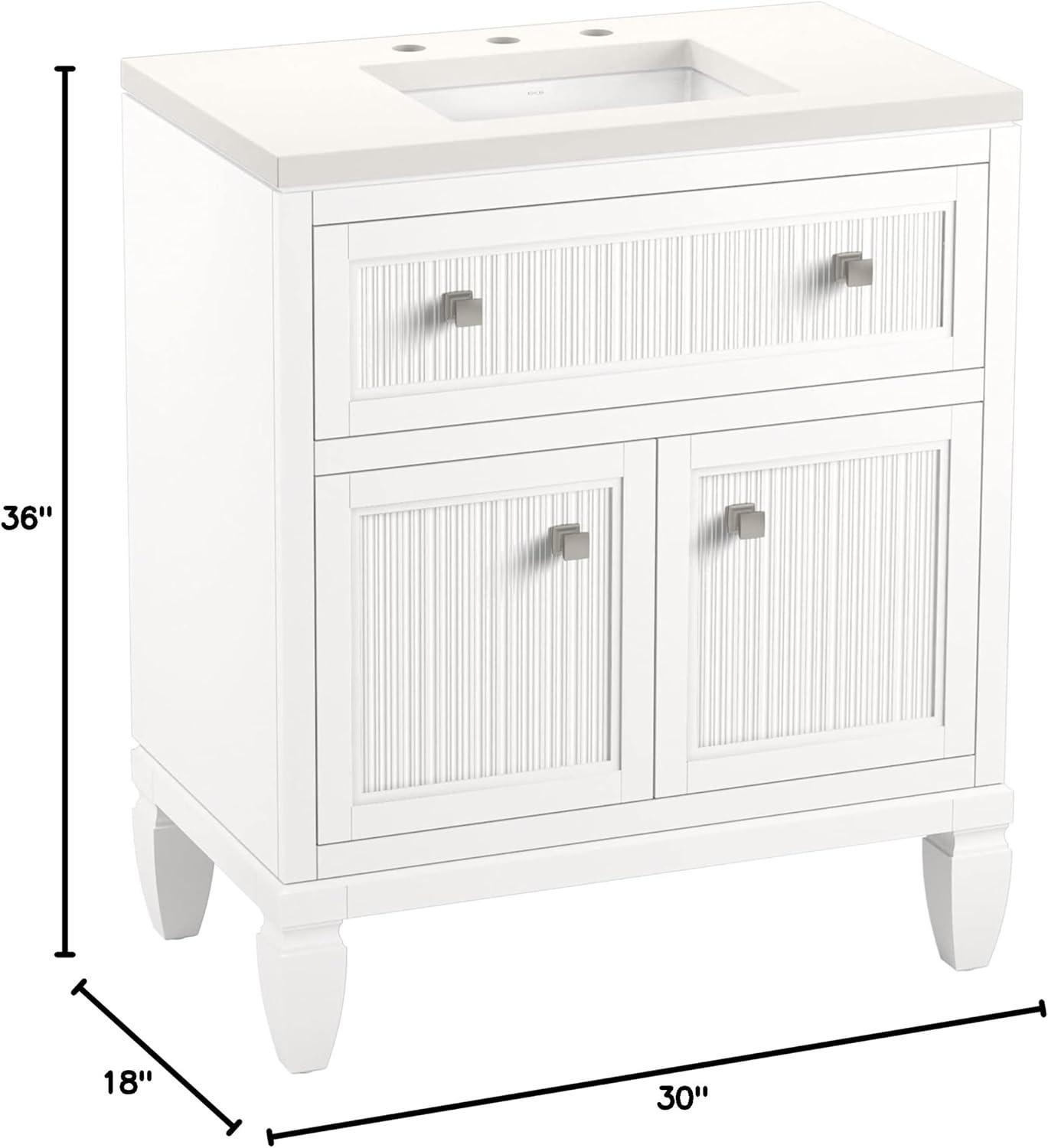 Hearthaven 30'' Free Standing Single Bathroom Vanity Cabinet with Sink and Quartz Top