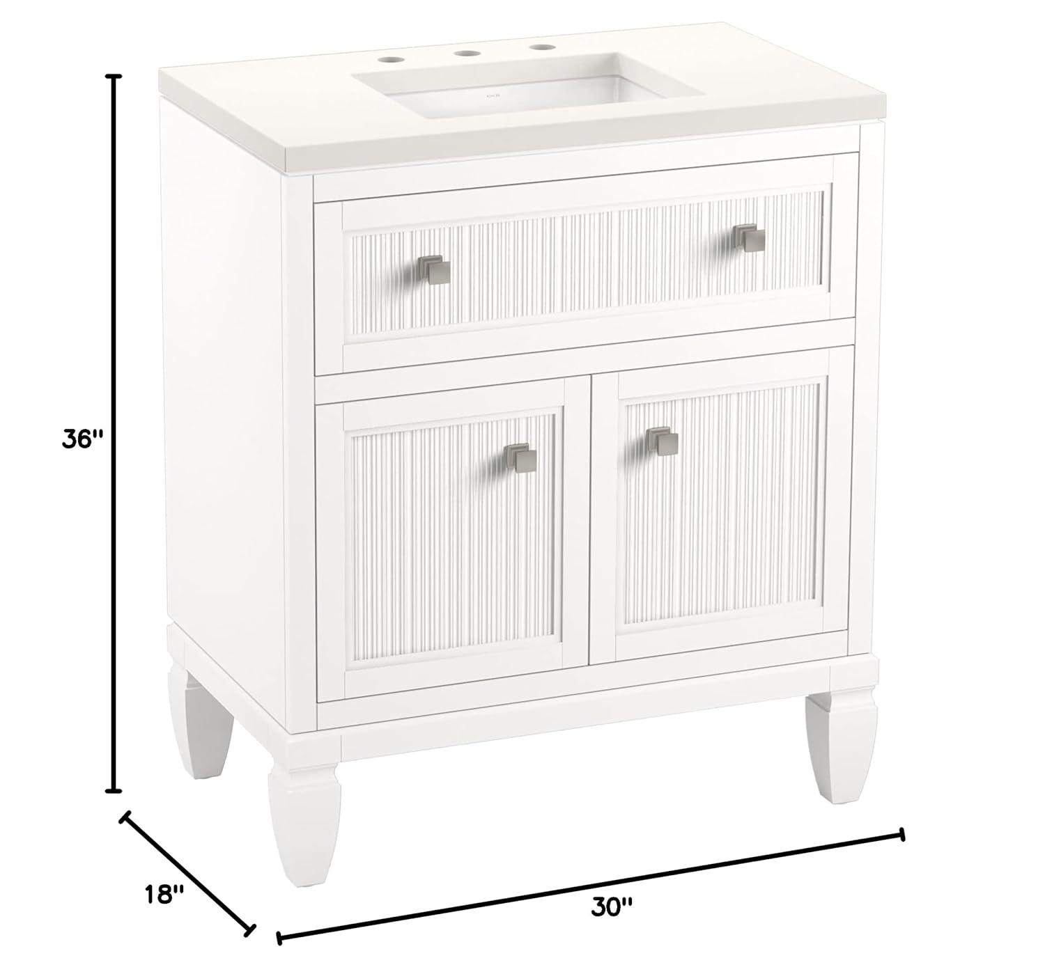 Hearthaven 30'' Free Standing Single Bathroom Vanity Cabinet with Sink and Quartz Top