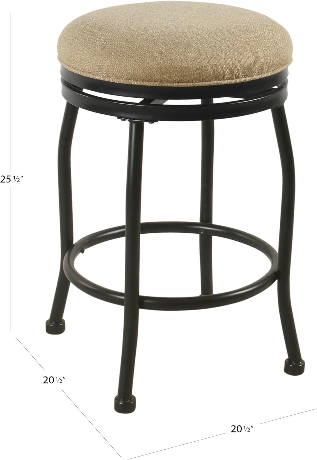 Tan Swivel Backless Wood and Metal Counter Stool, 24-Inch