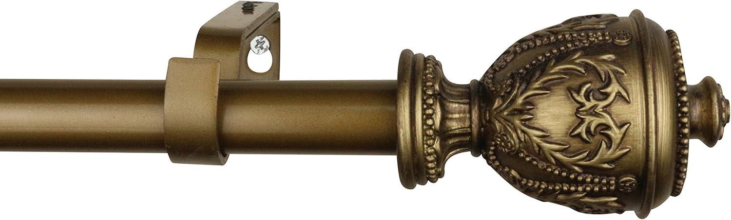 Renaissance Gold Grecian Urn Adjustable Curtain Rod Set with Polyresin Finials