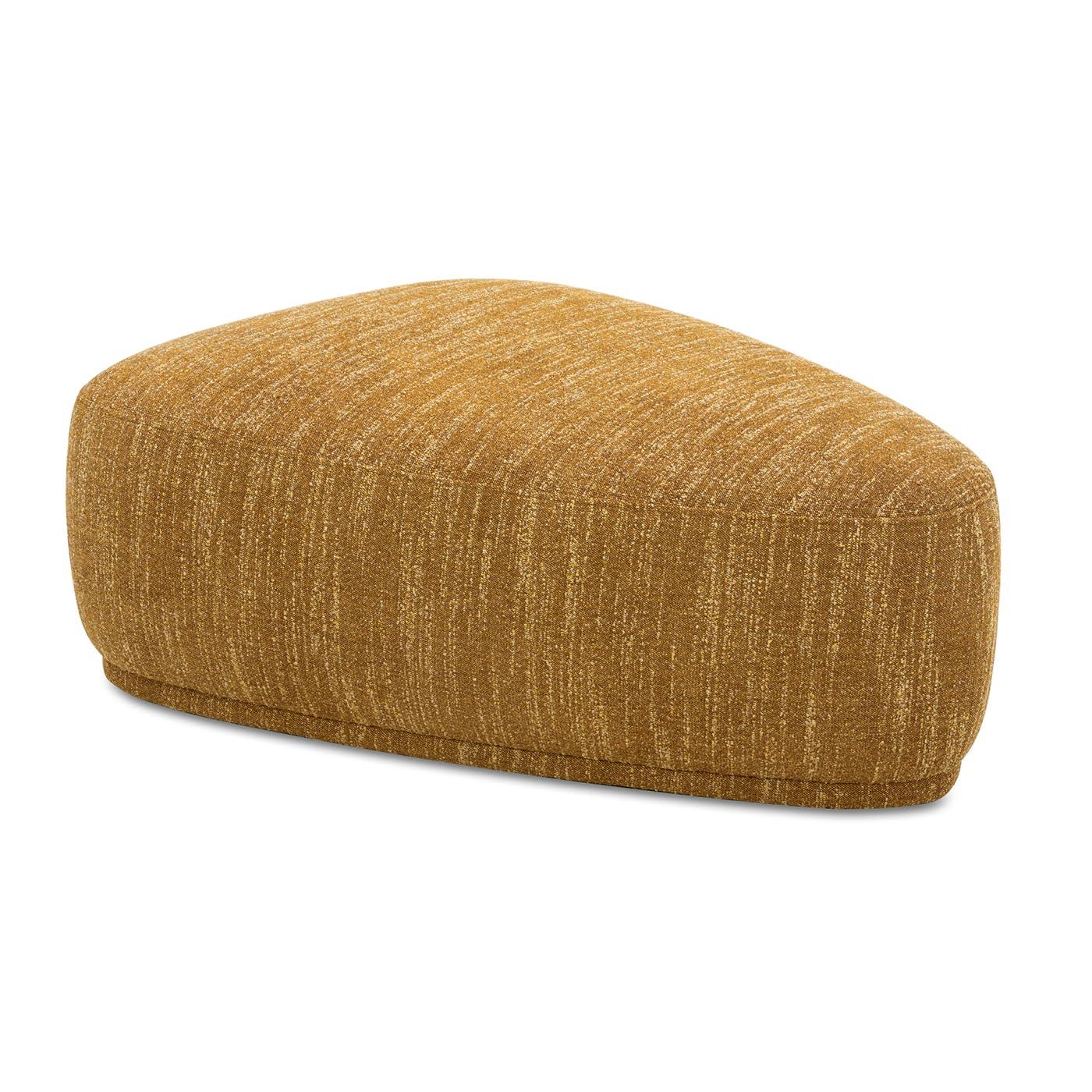 Jennifer Taylor Home Pebble 44" Rounded Triangle Cocktail Ottoman, Mustard Yellow Tweed