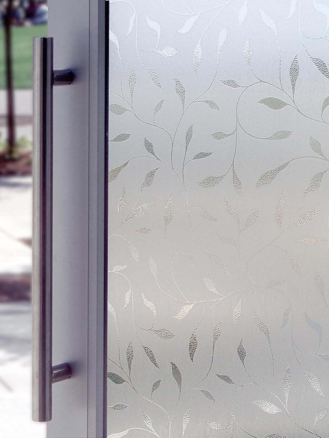 Etched Leaf Clear Decorative Privacy Window Film with UV Protection