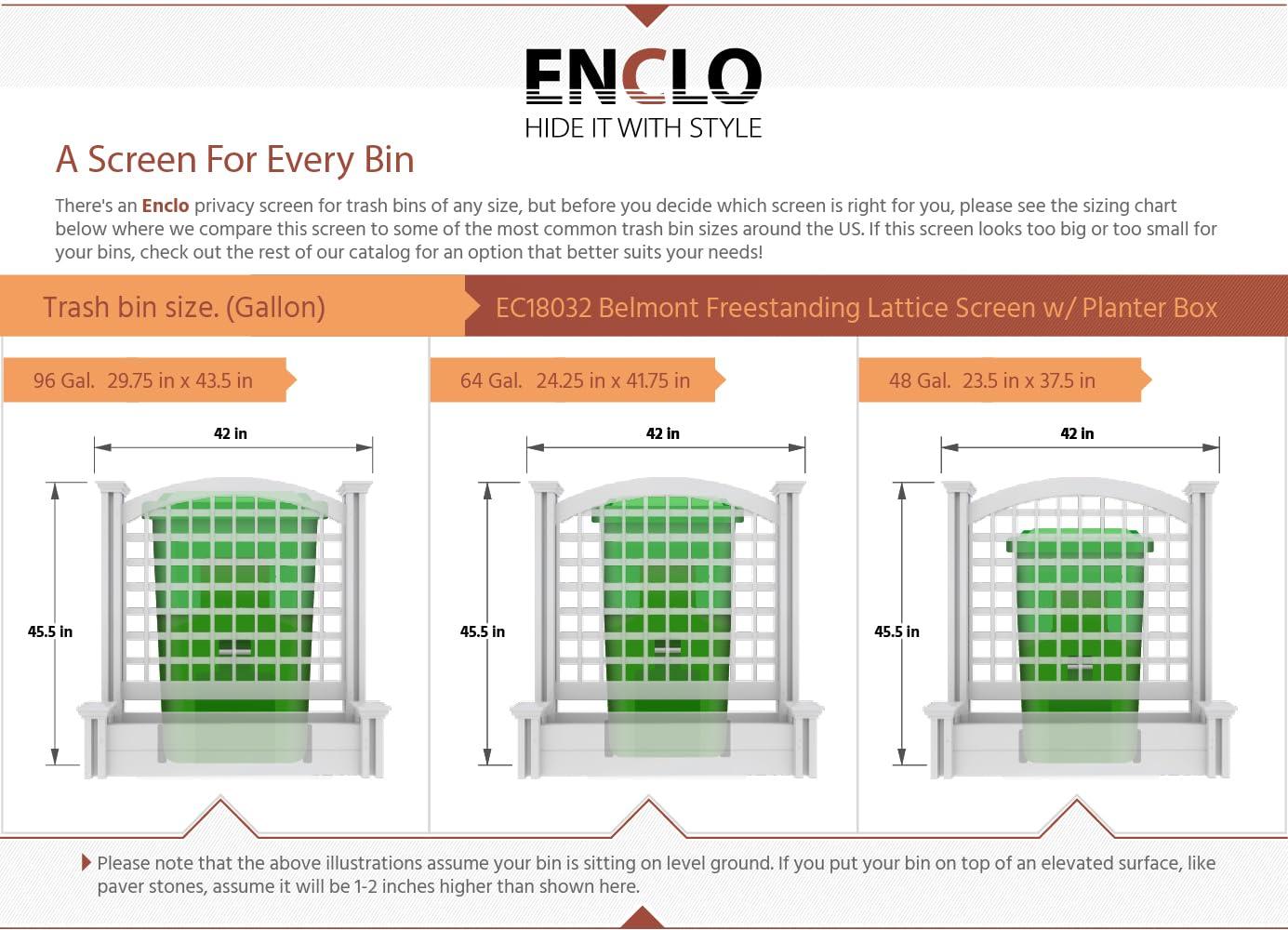 44in H x 46in W x 9.5in L (1 Screen w/ Planter) Freestanding Enclo Florence Ash Color Privacy Fence Screen with Planter Box, Outdoor Vinyl Privacy Screen Panel for Patio & Air Conditioner, EC18007