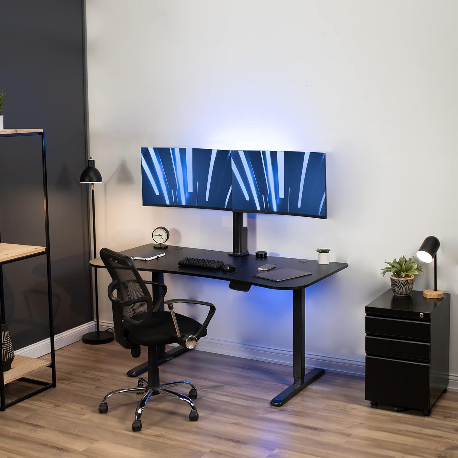 VIVO 63" x 32" Electric Stand Up Desk with Motorized Dual Monitor Mount, DESK-KIT-SET1B