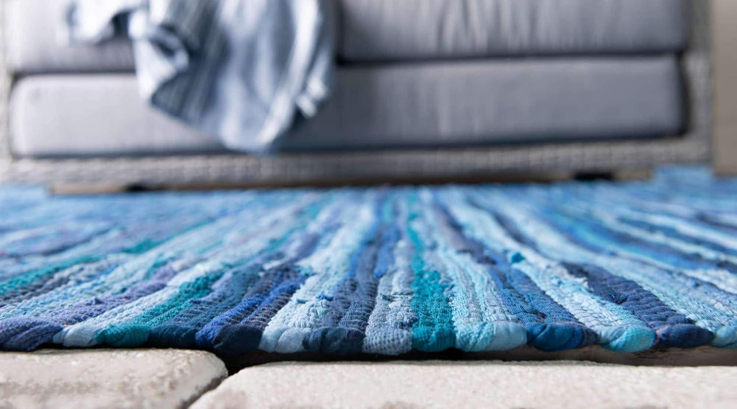 Unique Loom 2' 7 x 9' 10 Striped Chindi Cotton Runner Rug