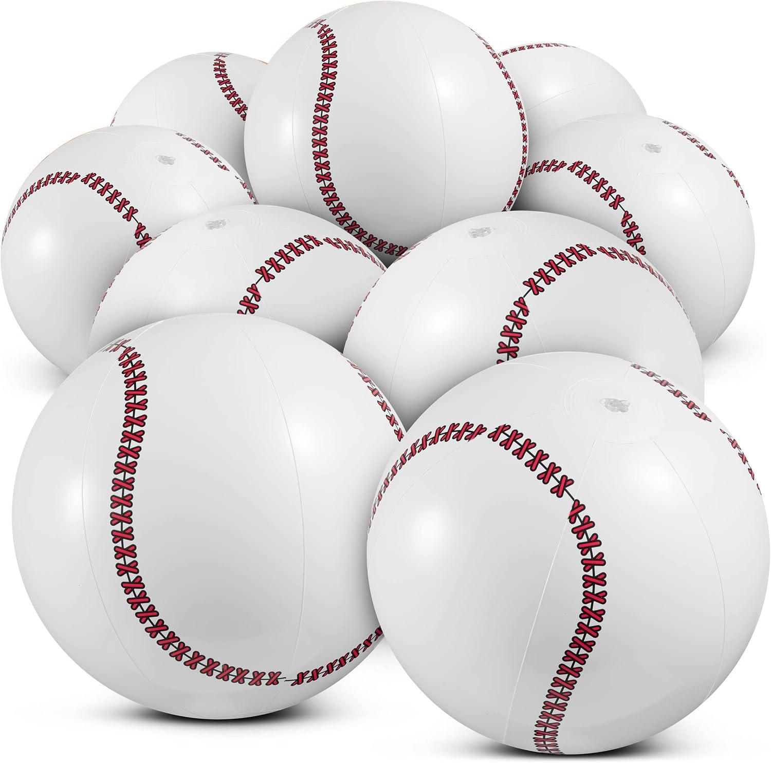 Inflatable Baseball (Pack of 12) 16-inch, Baseball Beach Balls for Themed Party Decorations & Birthday Decor - Pool Ball Toys Party Favors & Goodie Bags Favors for Kids, Boys and Girls