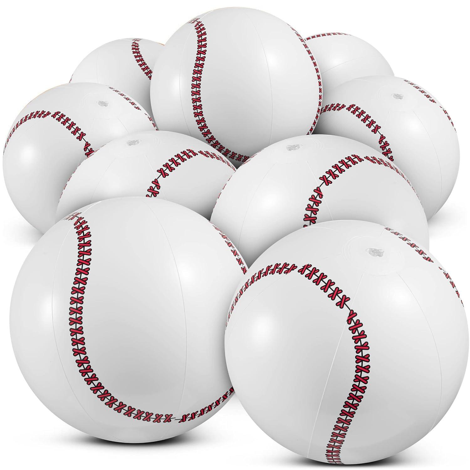 Inflatable Baseball (Pack of 12) 16-inch, Baseball Beach Balls for Themed Party Decorations & Birthday Decor - Pool Ball Toys Party Favors & Goodie Bags Favors for Kids, Boys and Girls
