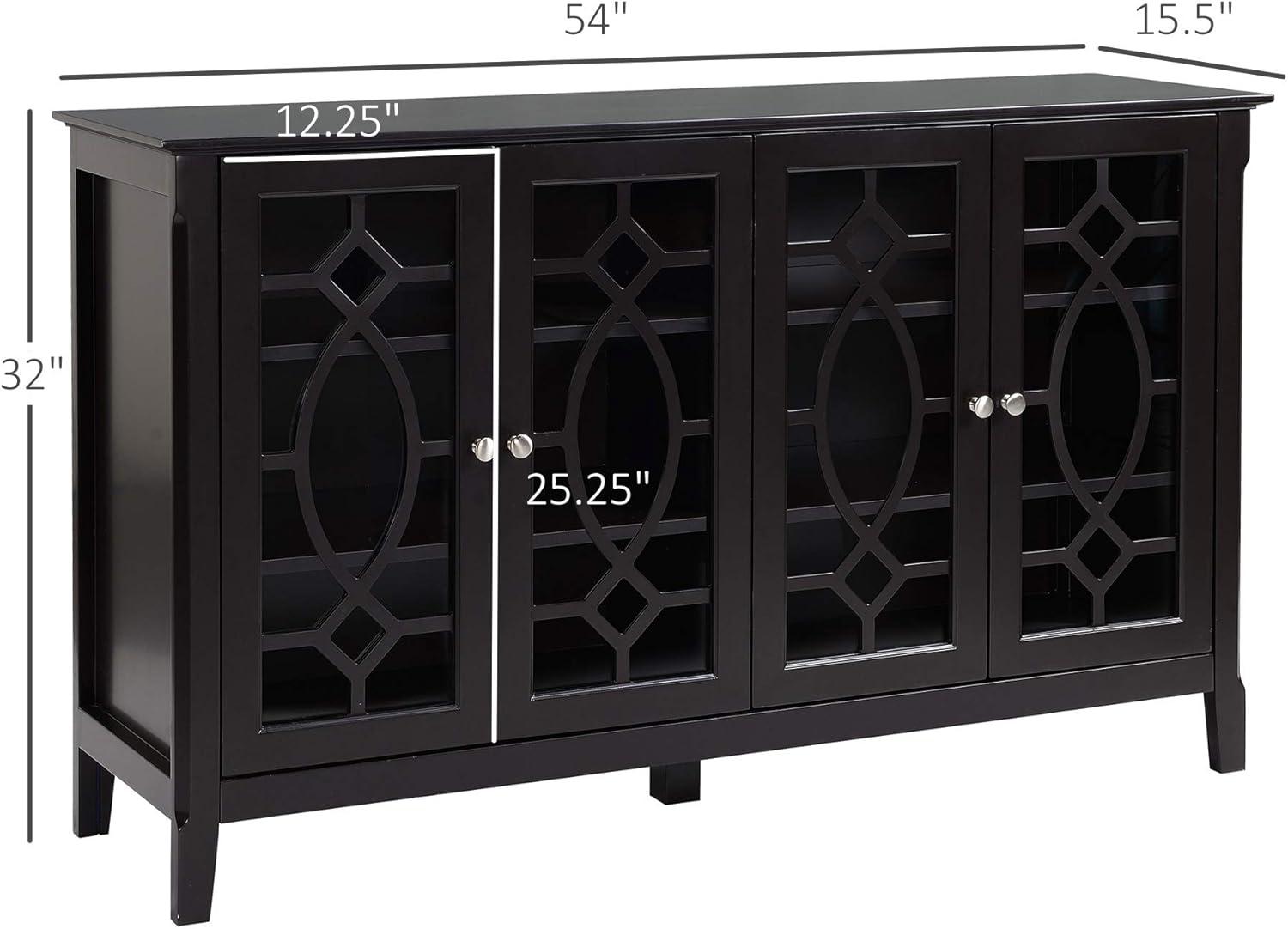 HOMCOM Sideboard Buffet Cabinet with Storage, Credenza, Coffee Bar Cabinet with Glass Doors, Espresso