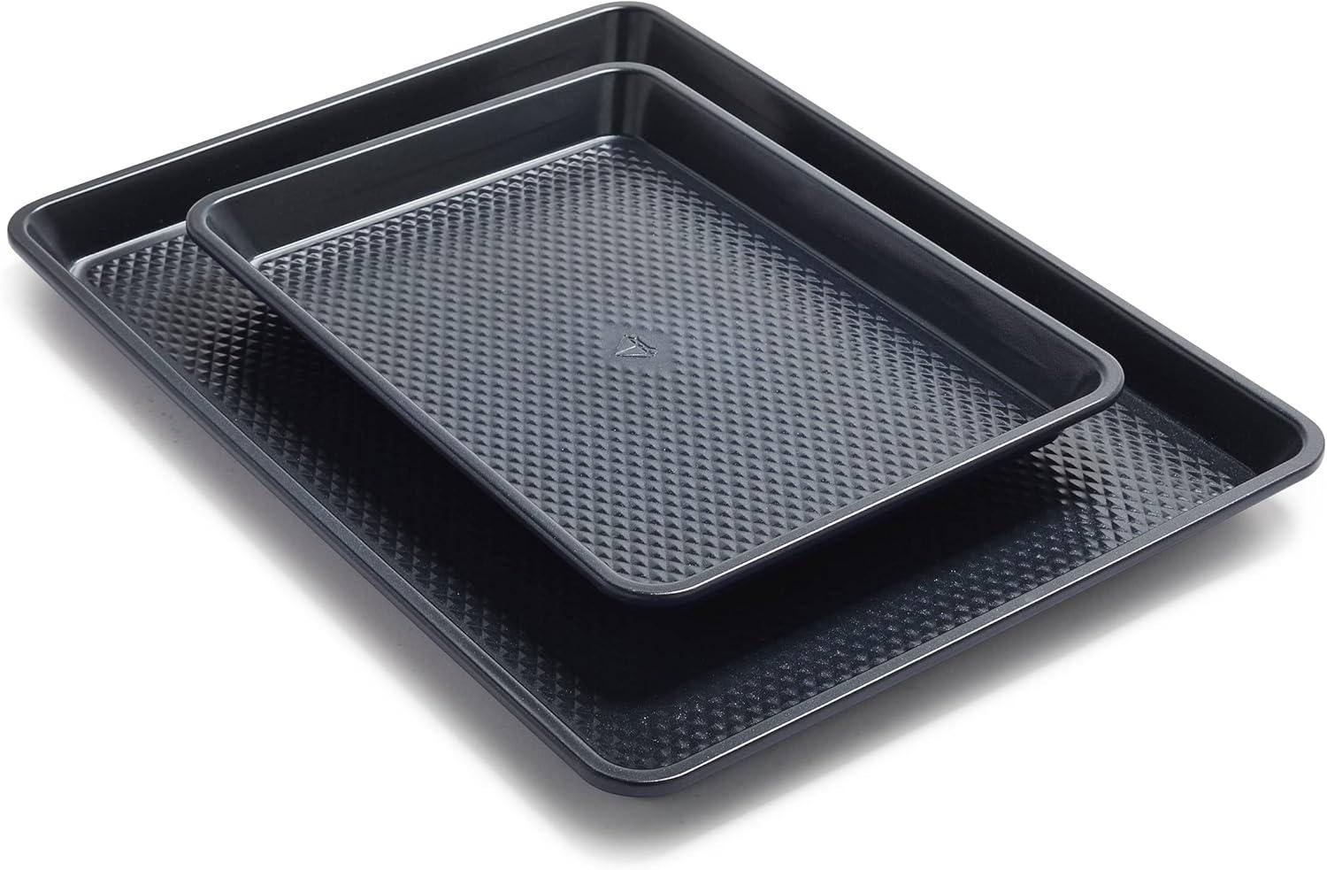 Blue Aluminum Non-Stick Rectangle Sheet Pan Set