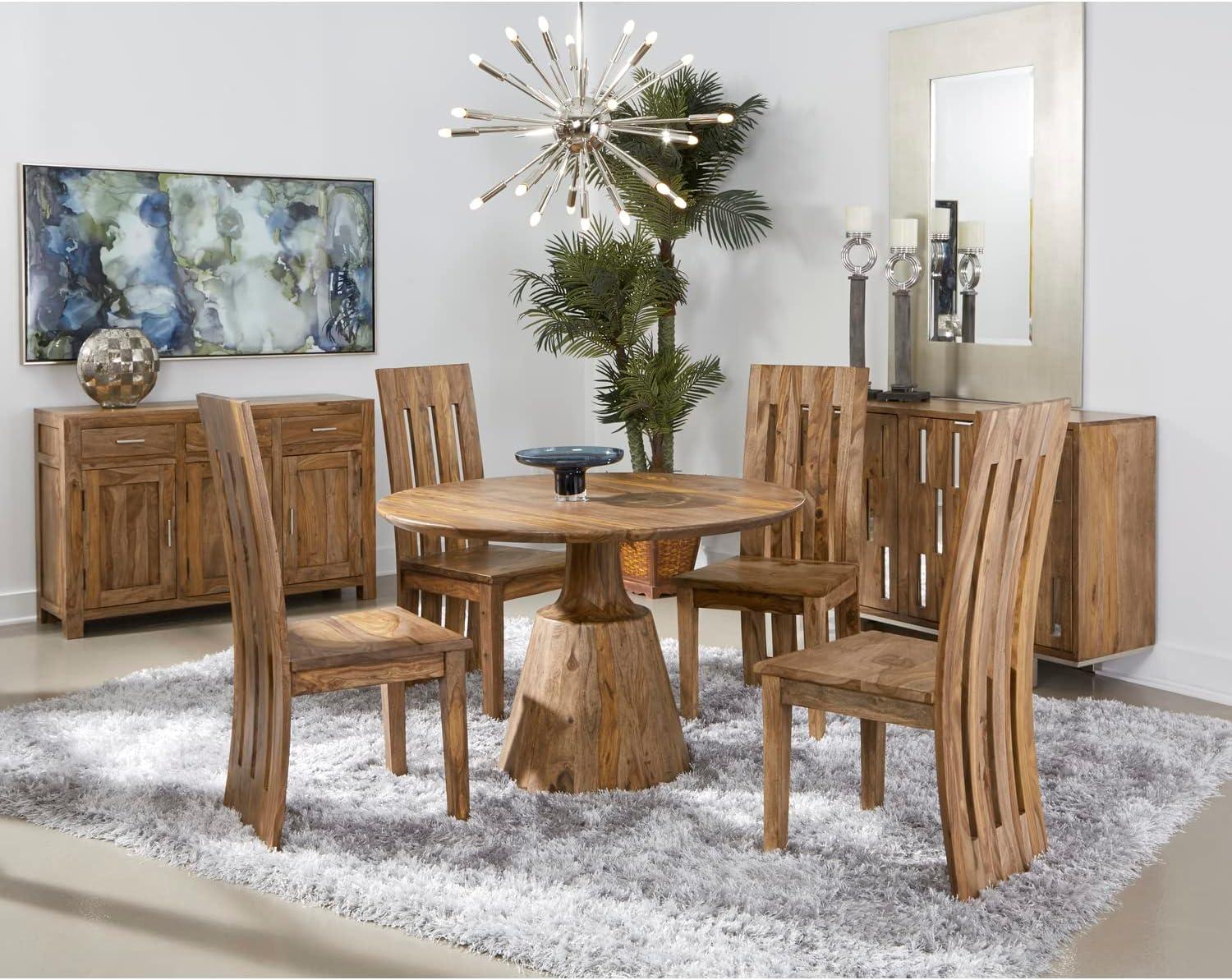 Coast To Coast Imports Brownstone Solid Wood Nut Brown Round Dining Table