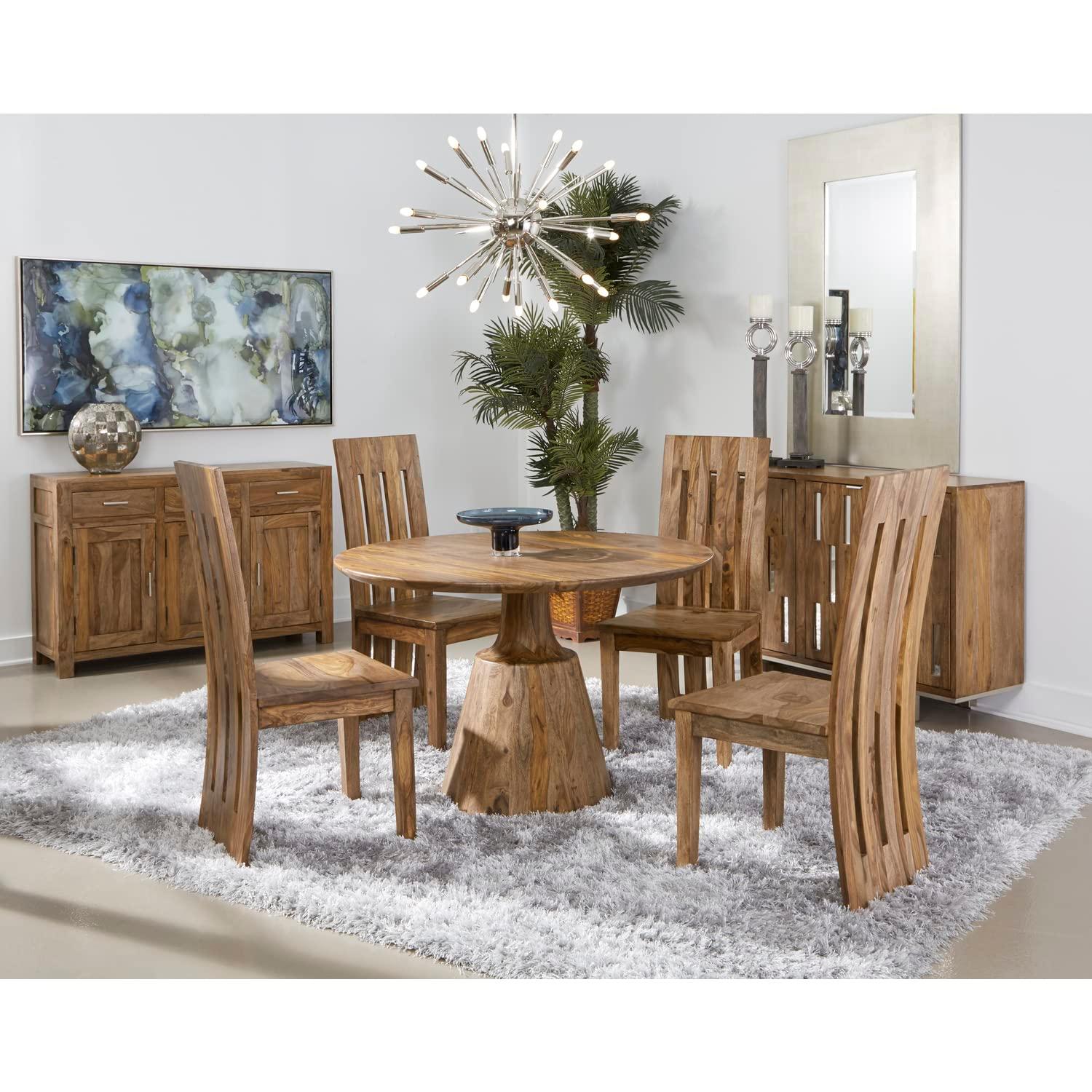 Coast To Coast Imports Brownstone Solid Wood Nut Brown Round Dining Table