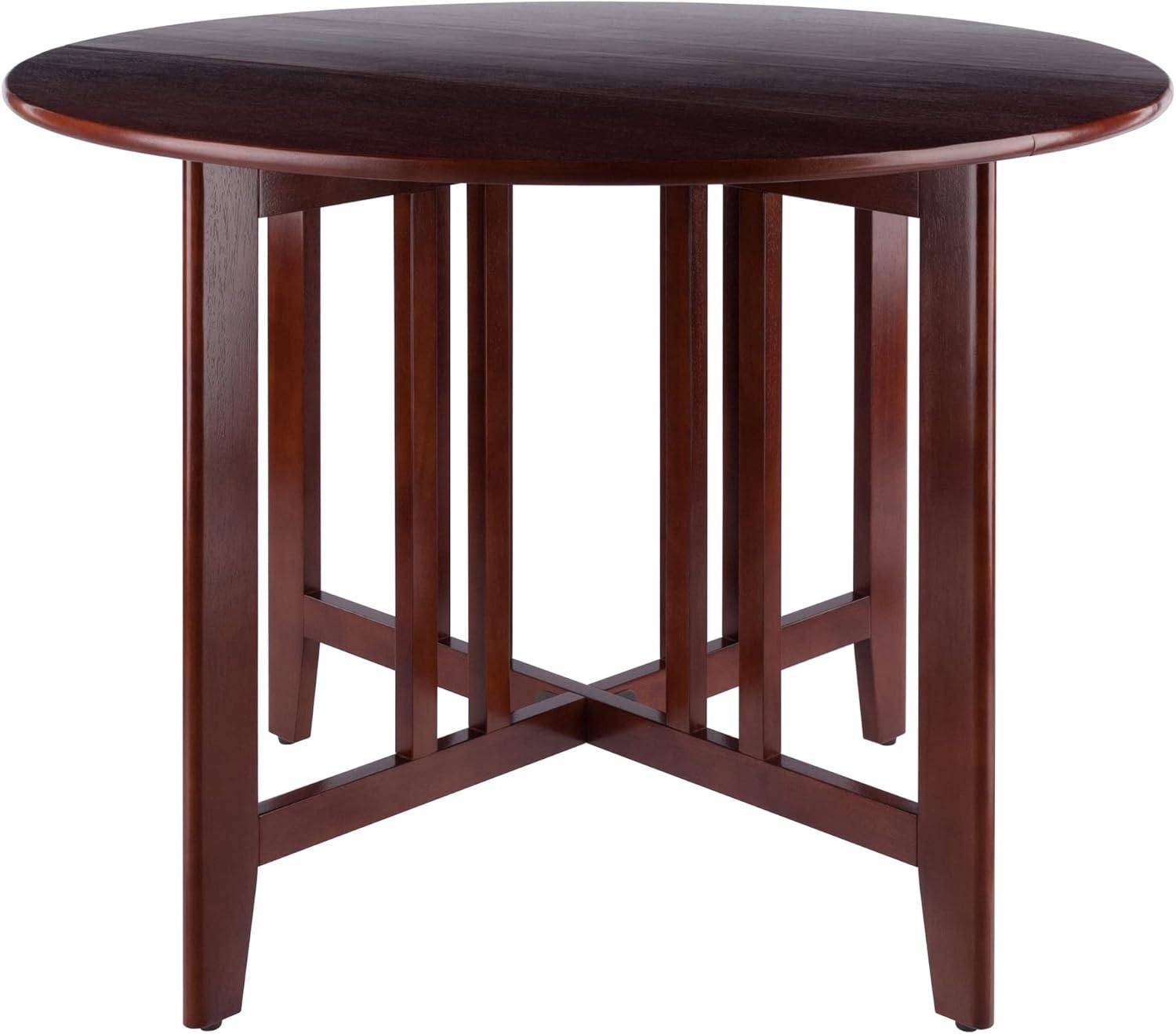 42" Alamo Round Double Drop Leaf Dining Table Wood/Walnut - Winsome: Hardwood Frame, Seats 4, Criss Cross Base