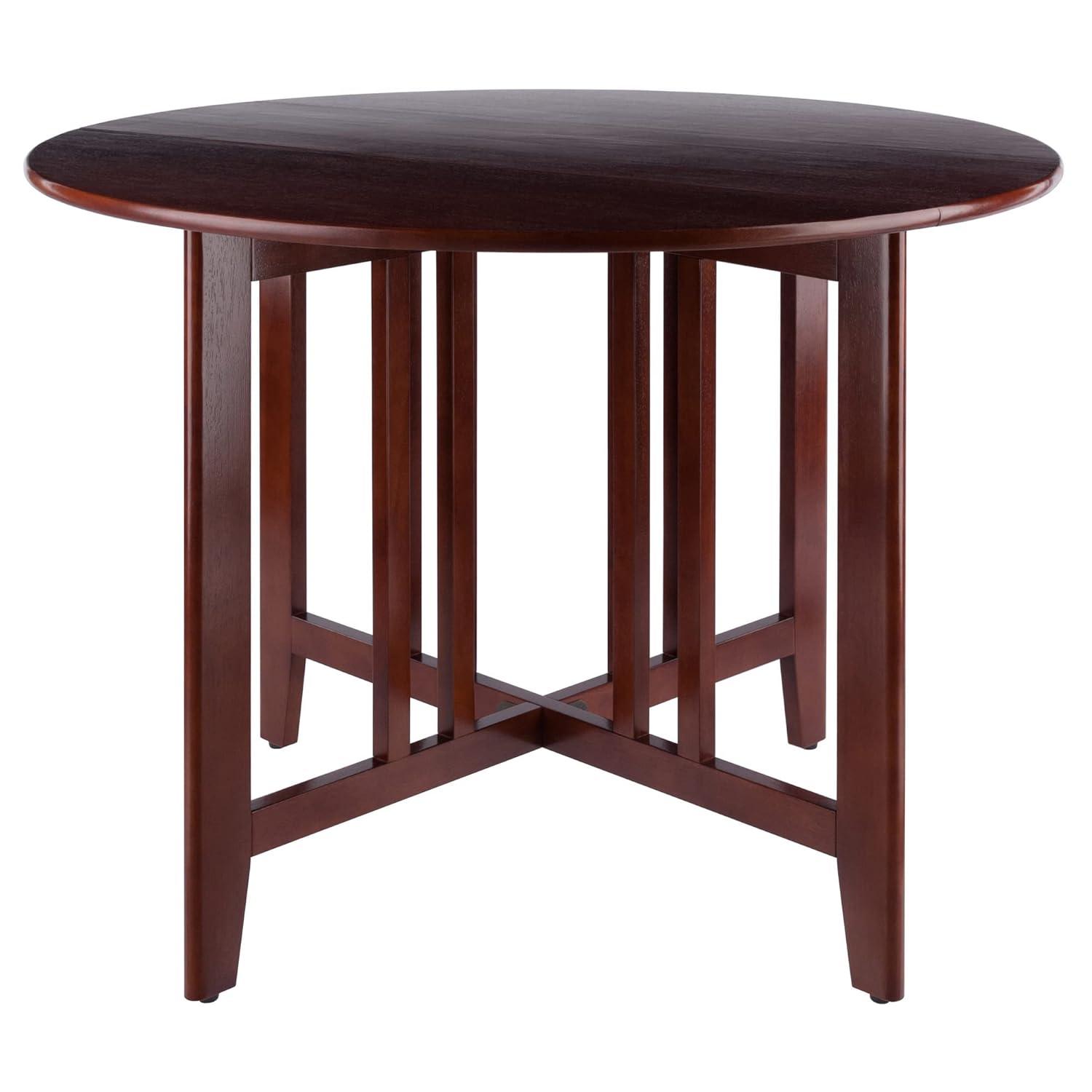 42" Alamo Round Double Drop Leaf Dining Table Wood/Walnut - Winsome: Hardwood Frame, Seats 4, Criss Cross Base