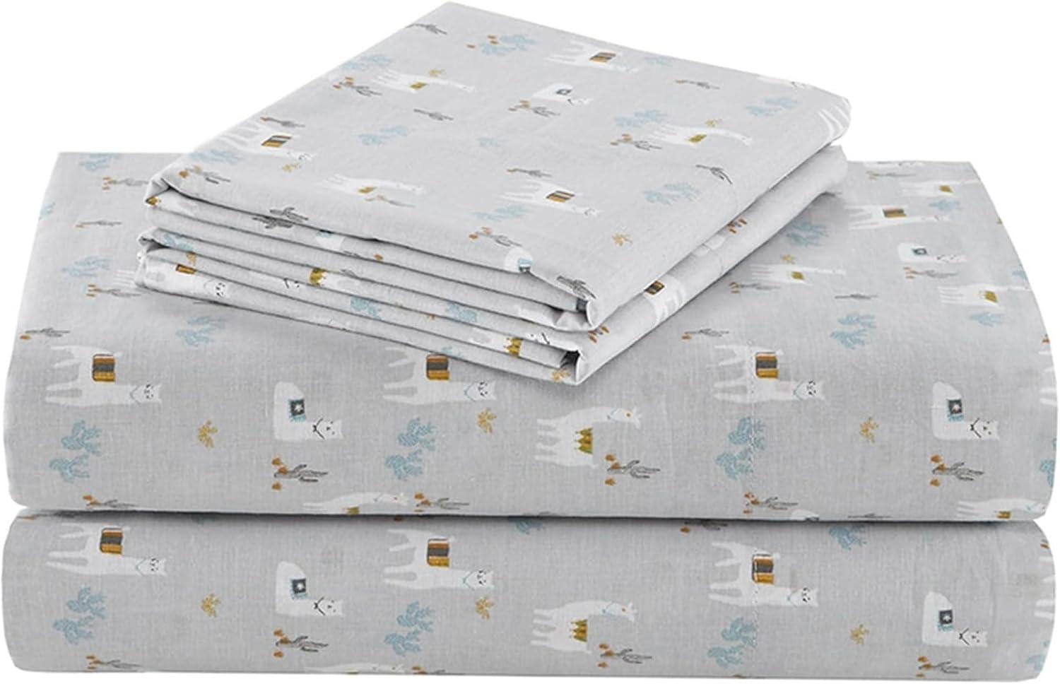 Comfort Spaces 100% Cotton Twin Sheet Set 3-Pieces Gray Lama Lightweight Breathable All Season Cozy Sheet Set