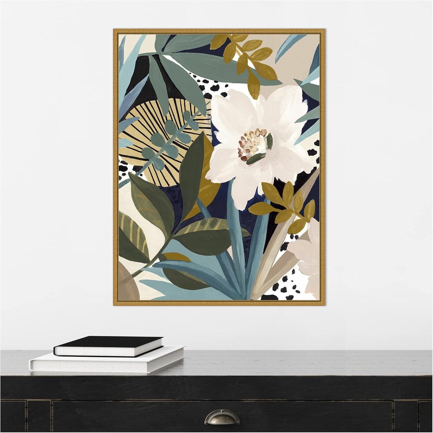 Floral Symphony I Gold Framed Canvas Wall Art