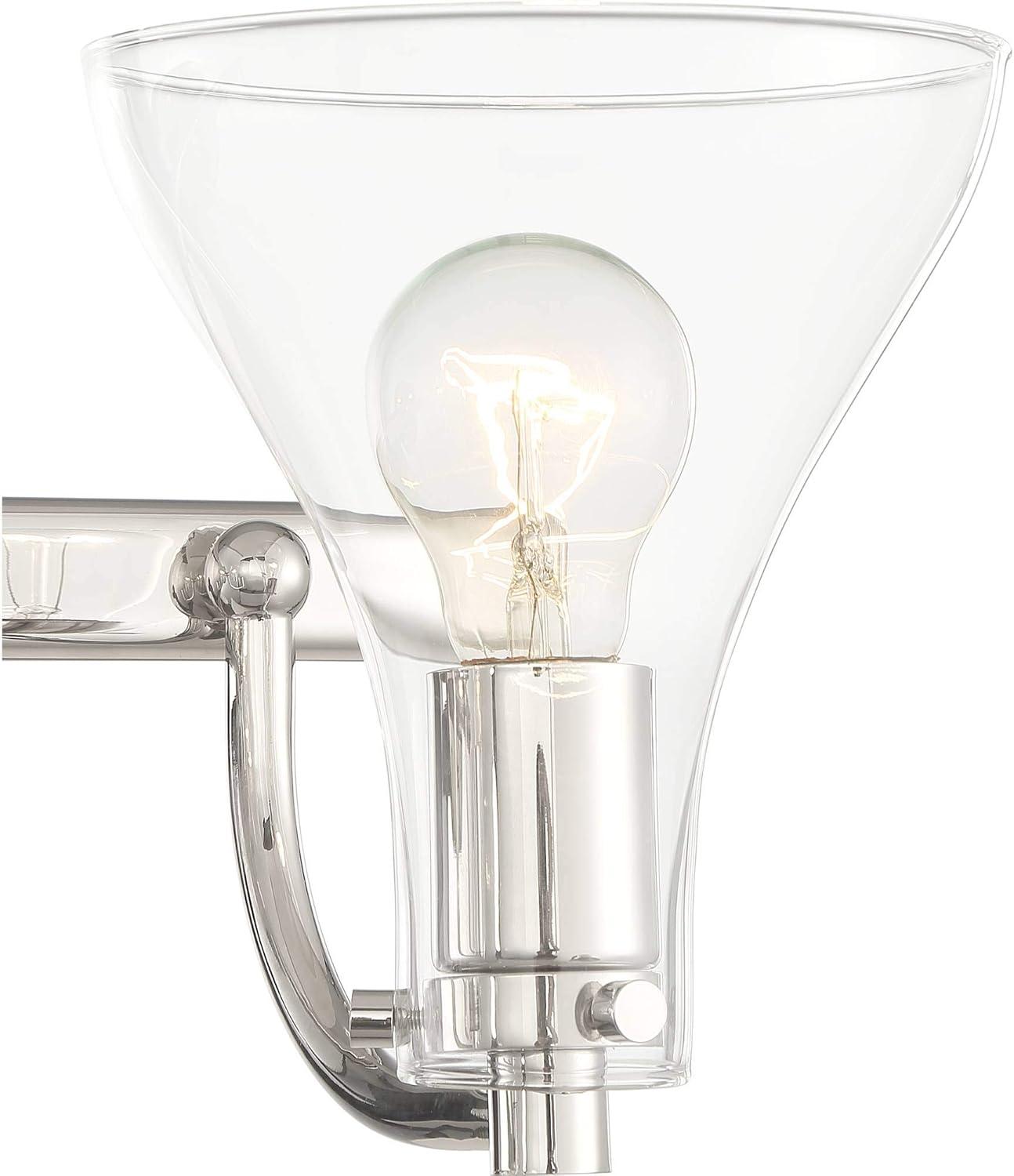 Possini Euro Design Sorren Modern Wall Light Sconce Polished Nickel Hardwire 14" 2-Light Fixture Clear Glass for Bedroom Bathroom Vanity Reading Home