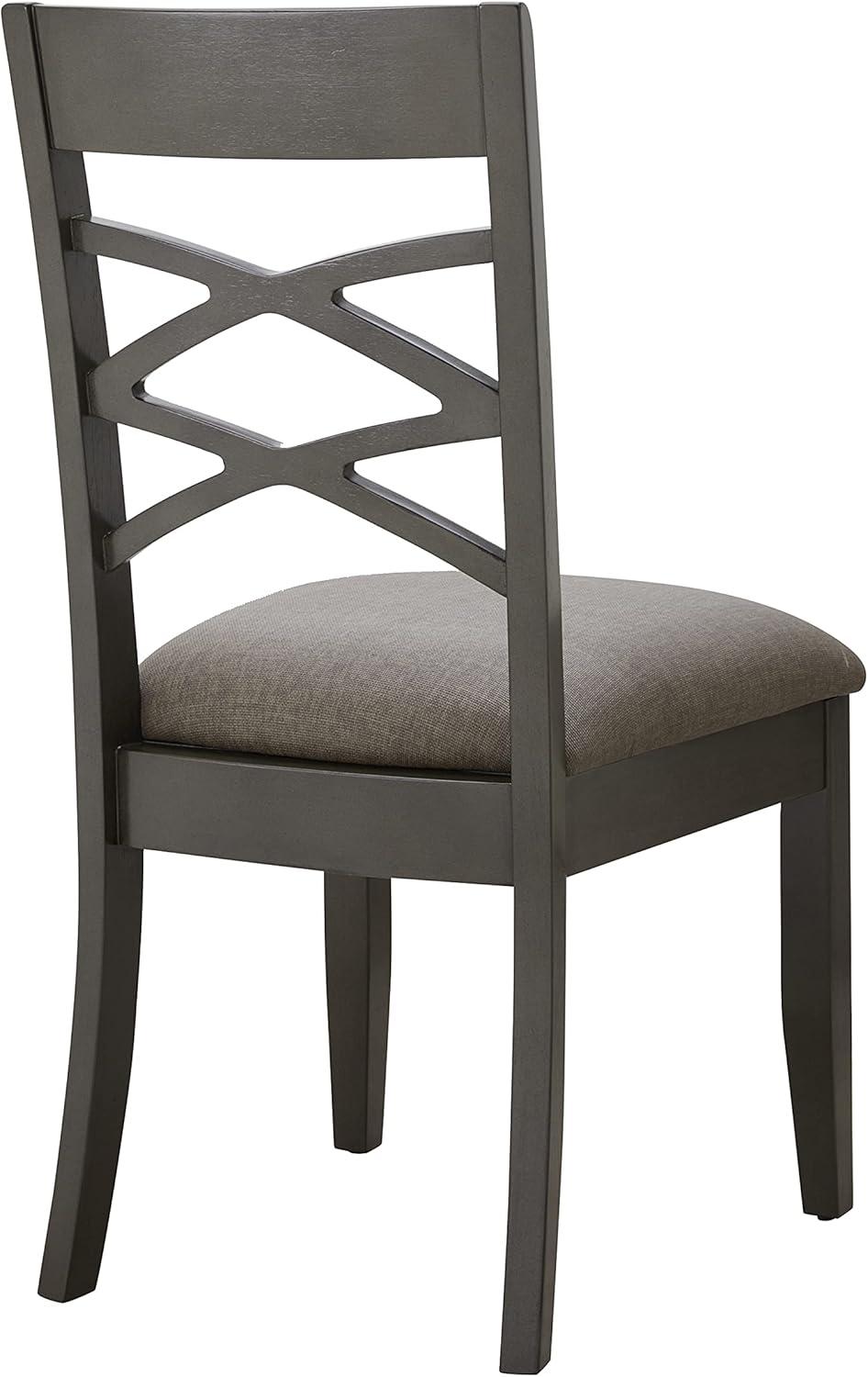 Leick Home 10184-GSMH Wood Double Cross Back Dining Chair, Set of 2, Graystone with Moss Heather Seat