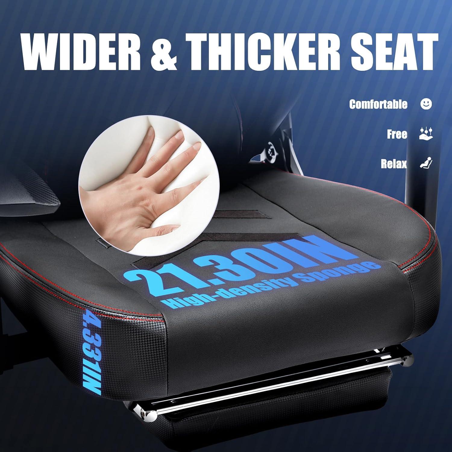 Big and Tall Gaming Chair with Footrest 350lbs-Racing Style Computer Gamer Chair, Ergonomic High Back PC Chair with Wide Seat, Reclining Back, 3D Armrest, Headrest and Lumbar Support for Adult-Black