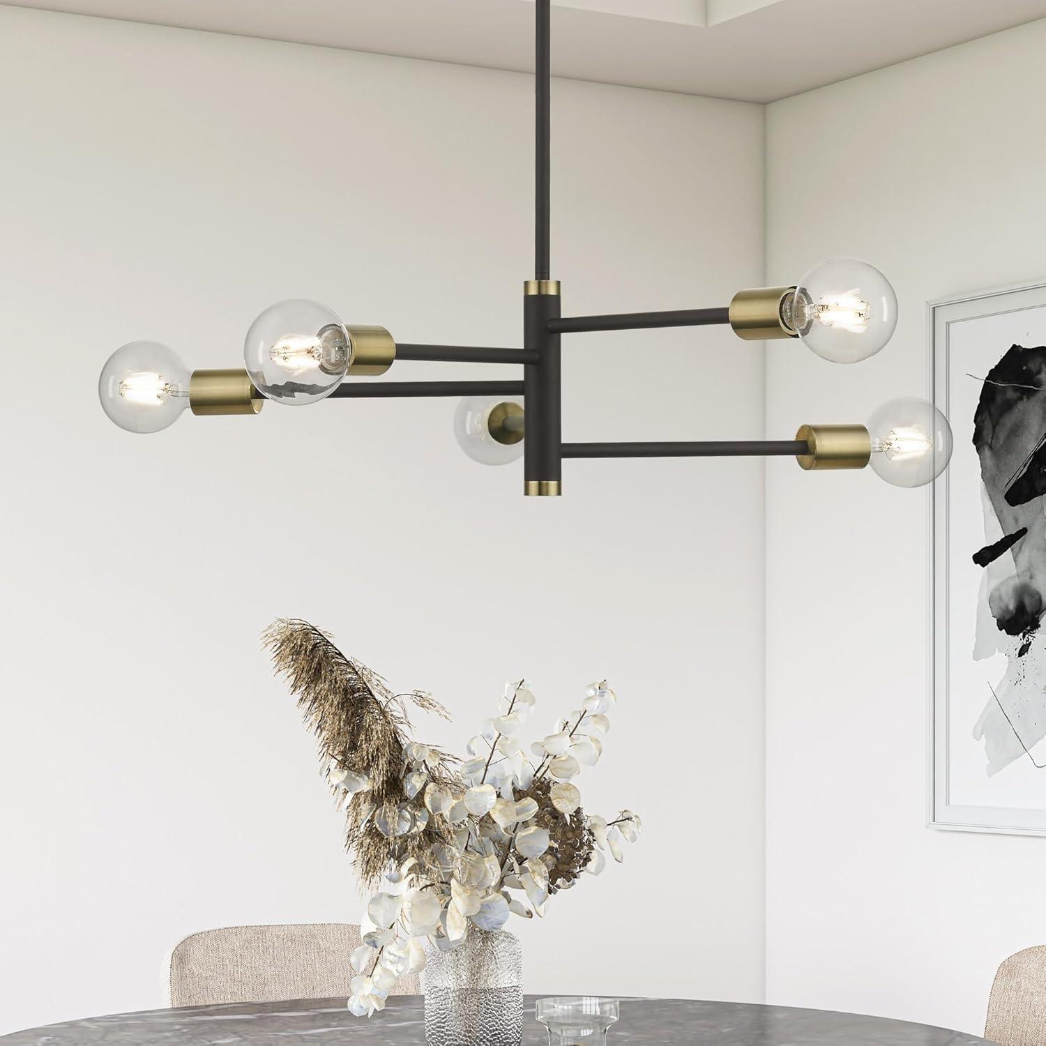 Bannister 5-Light Asymmetrical Black and Nickel Chandelier