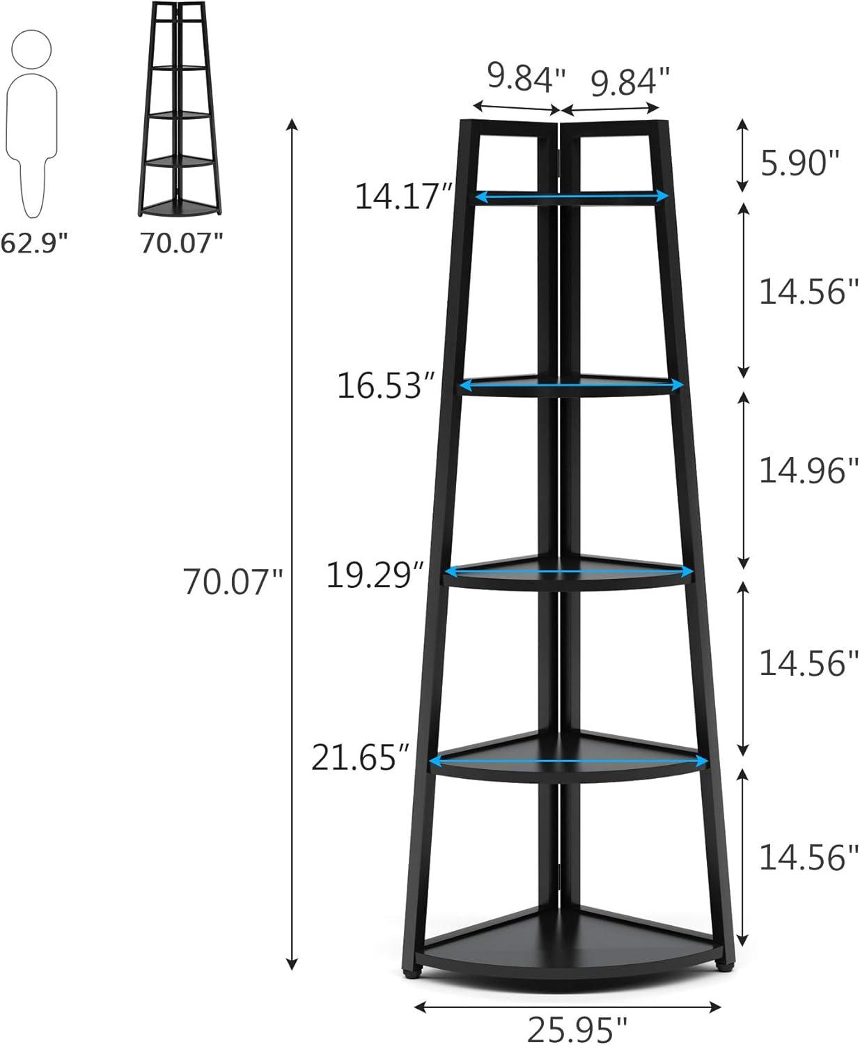 Hommoo 5-Tier Corner Shelf, 70" Tall Corner Ladder Shelf Small Bookshelf White