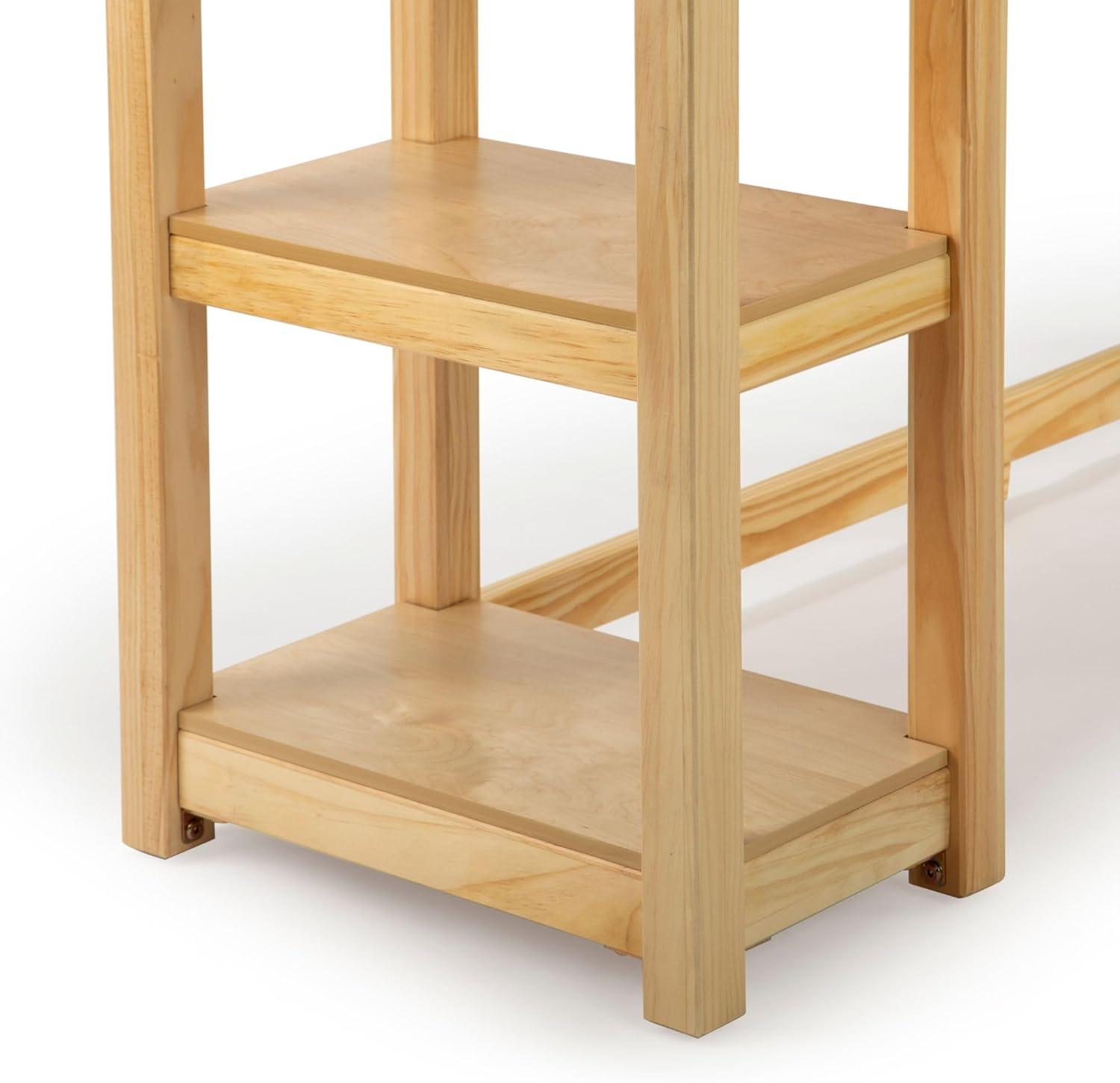 Plank+Beam Solid Wood Corner Desk for Home Office, Gaming, Computer with Storage Shelves, Natural