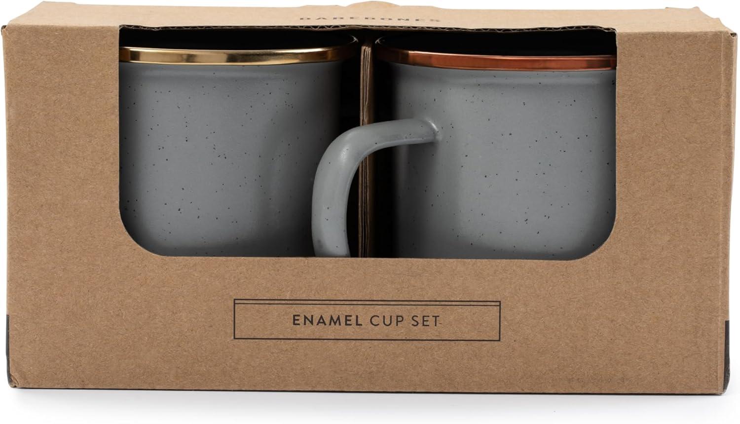 Barebones Enamelware Dining Collection - Slate Gray, Enamel Cup Set