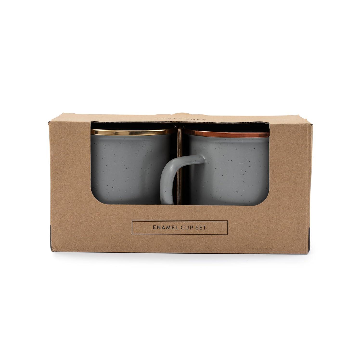 Barebones Enamelware Dining Collection - Slate Gray, Enamel Cup Set