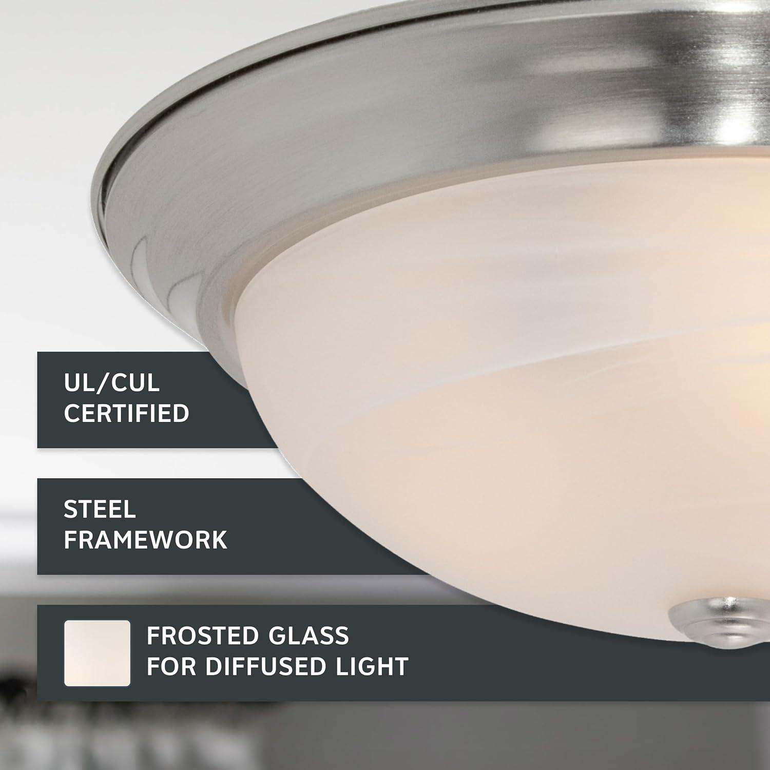 Designers Fountain 11 inch 2-Light Satin Platinum Flush Mount Ceiling Light, 1257S-SP-AL