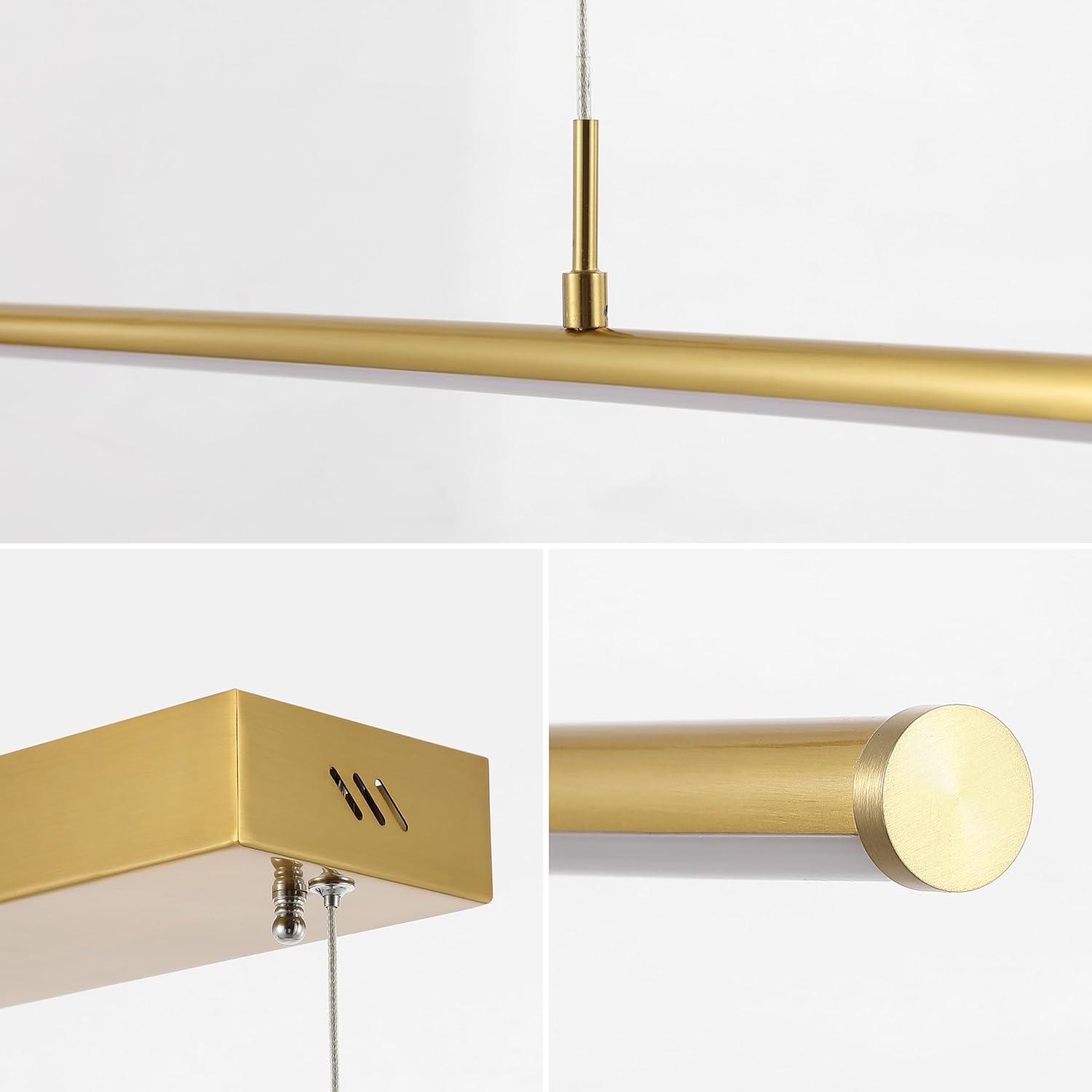 JONATHAN Y JYL7023C Conley 39.5" Adjustable Integrated LED Metal Linear Pendant, Brass Gold for Kitchen, Dining Room, Living Room