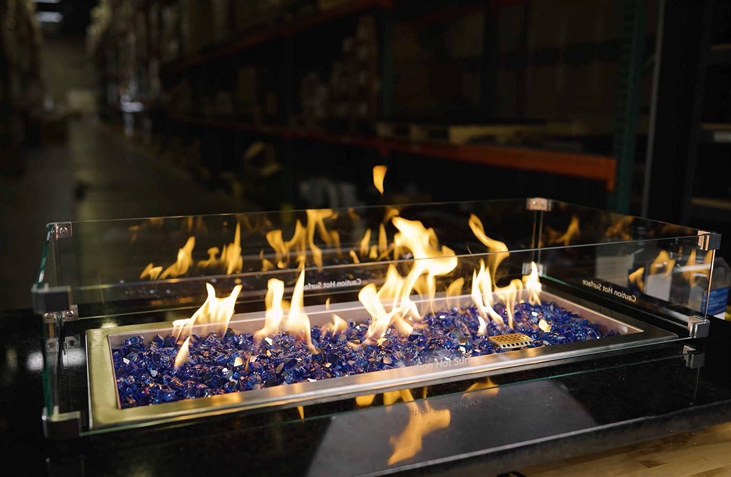 Celestial Fire Glass Rectangle Fire Pit Wind Guard