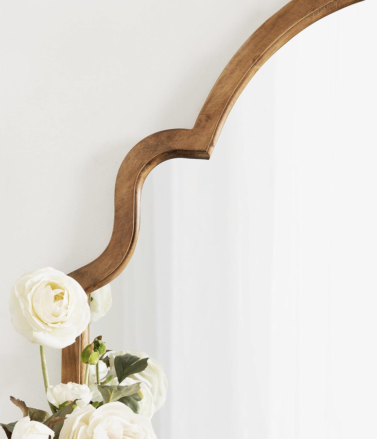Kate and Laurel Hogan Wood Arch Mirror, 36x30, Rustic Brown